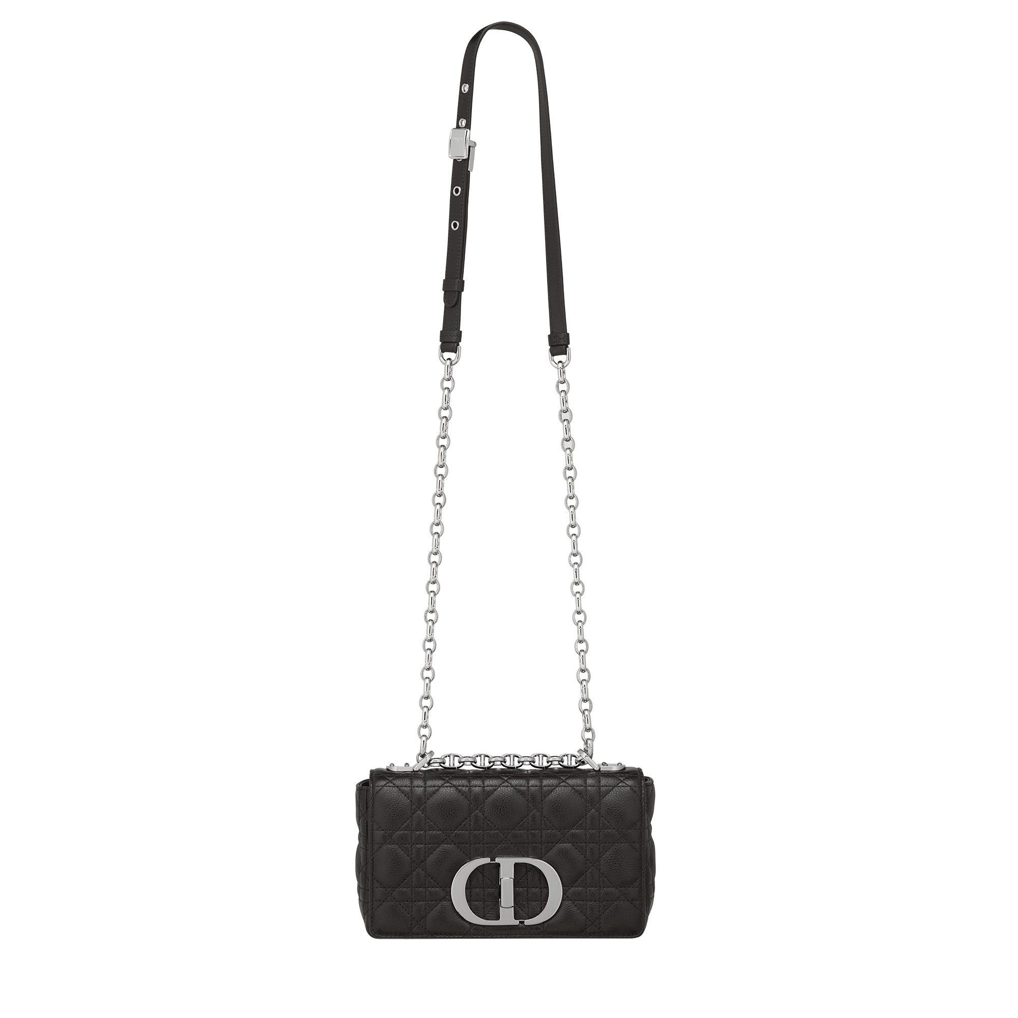 Small Dior Caro Bag Black Supple Cannage Calfskin E07