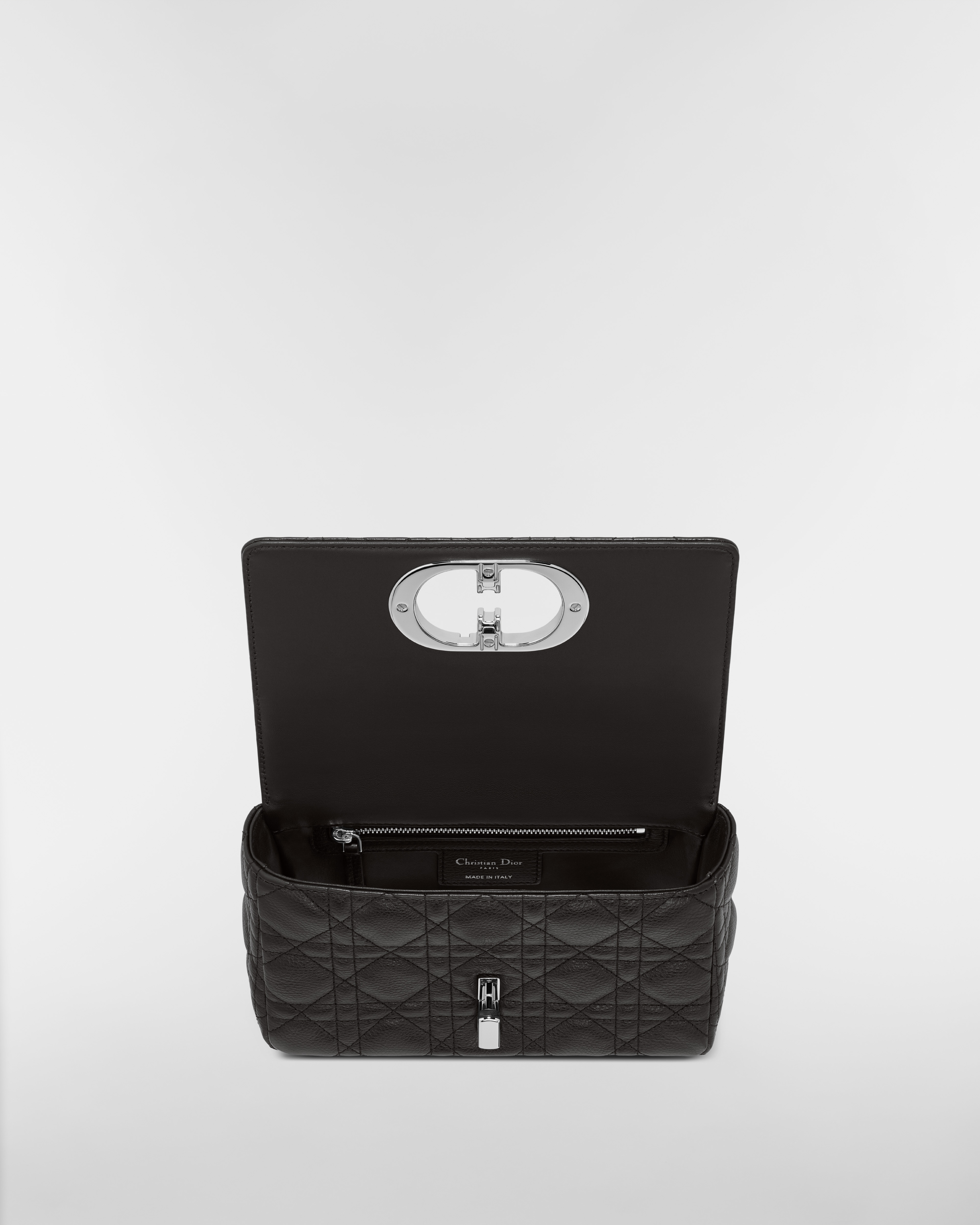 Kleine Dior Caro-tas Soepel zwart kalfsleer met Cannage-motief E06