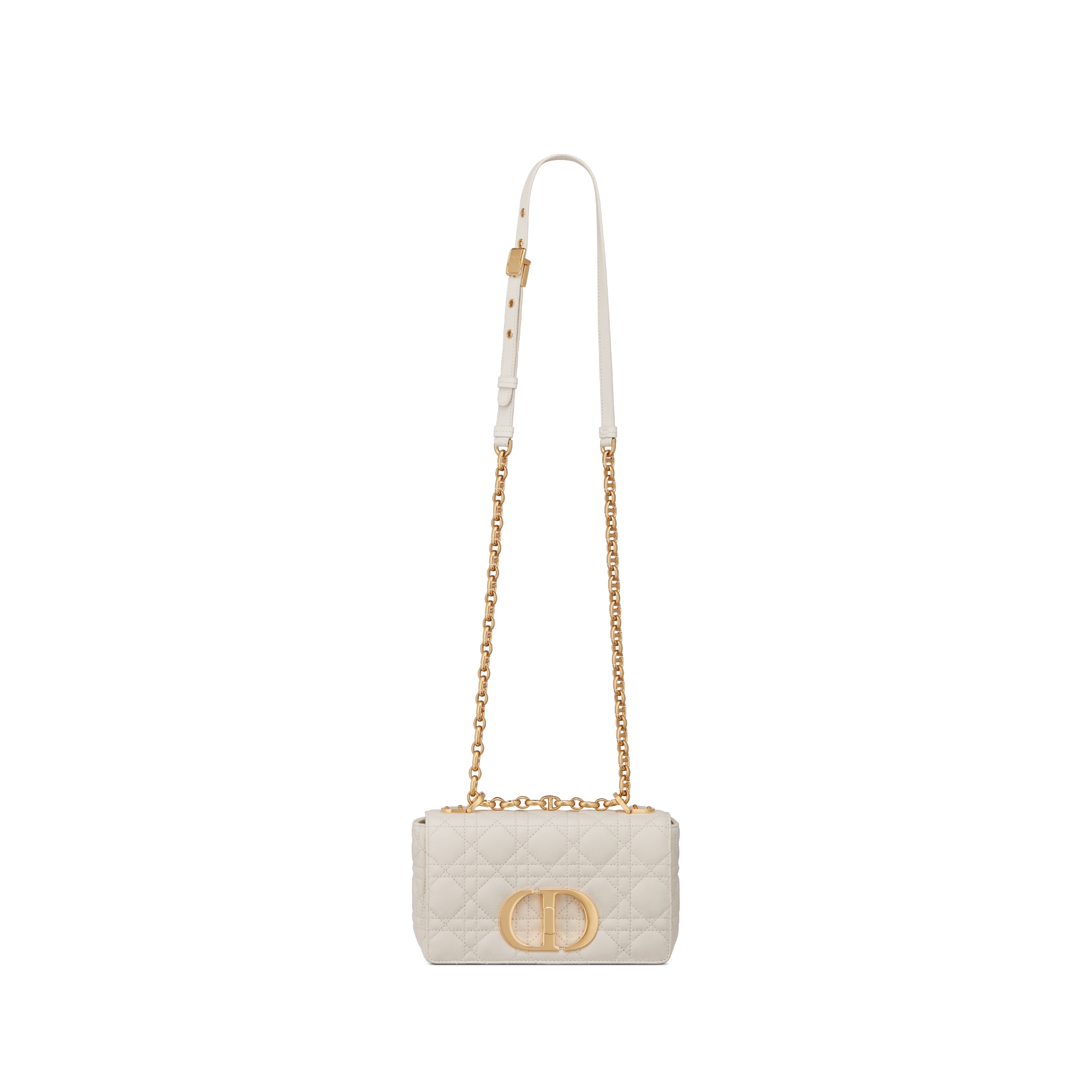 Small Dior Caro Bag Ivory Supple Cannage Calfskin E07