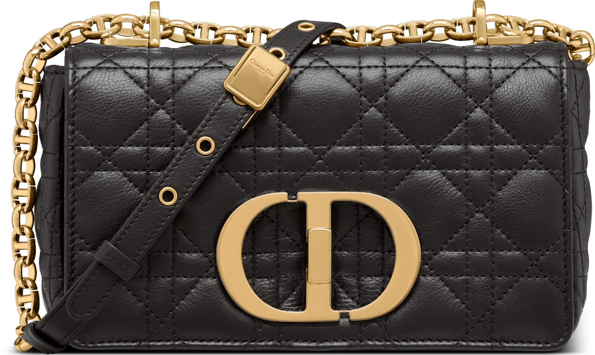 Small Dior Caro Bag Black Supple Cannage Calfskin DIOR