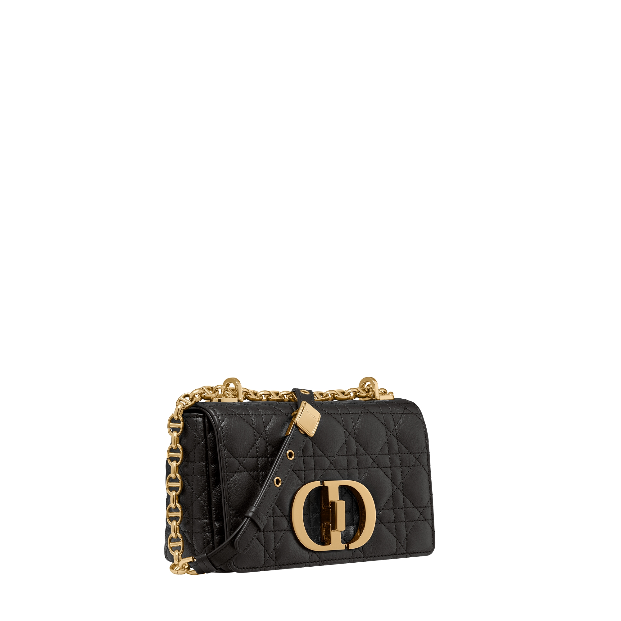 Small Dior Caro Bag Black Supple Cannage Calfskin E03