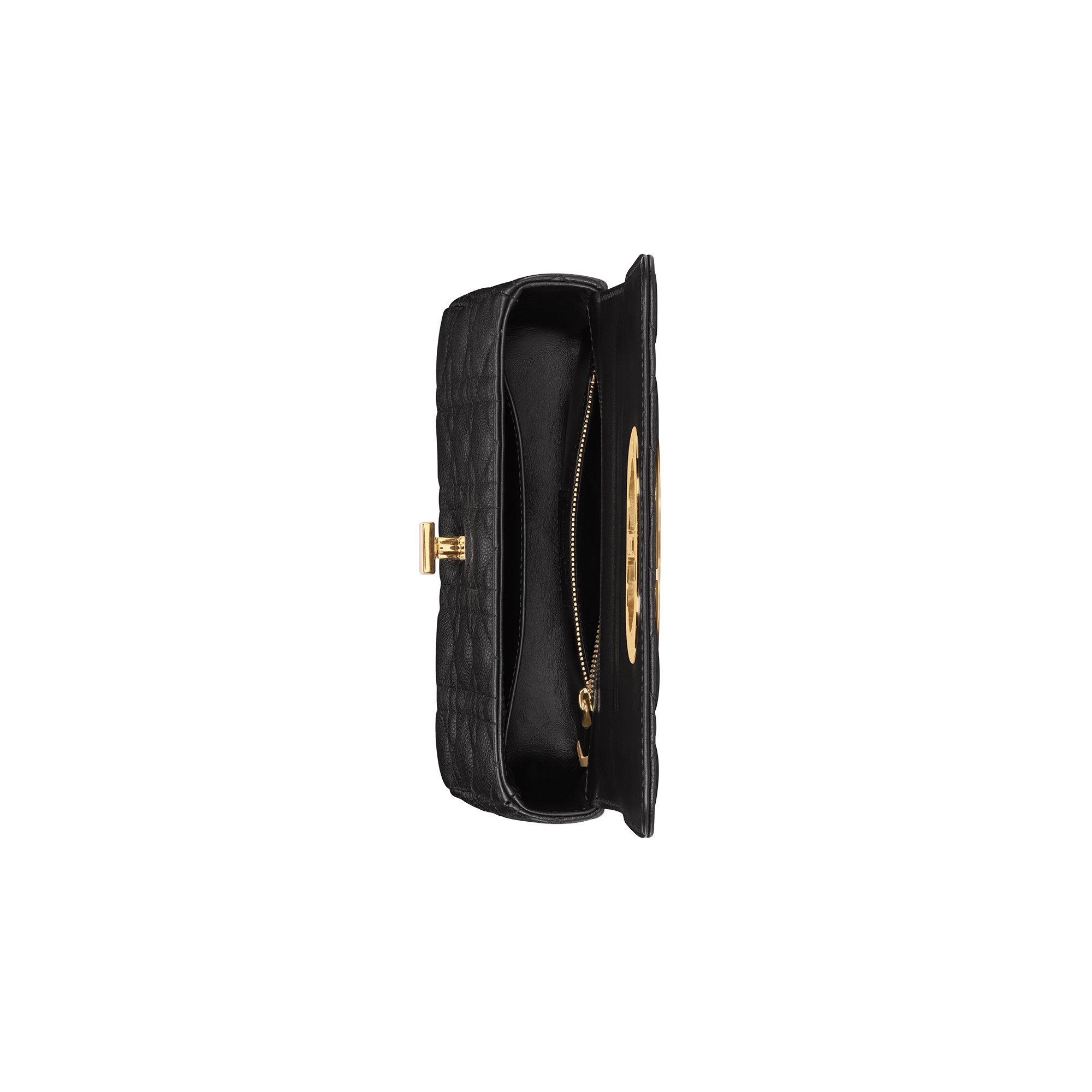 Small Dior Caro Bag Black Supple Cannage Calfskin E06