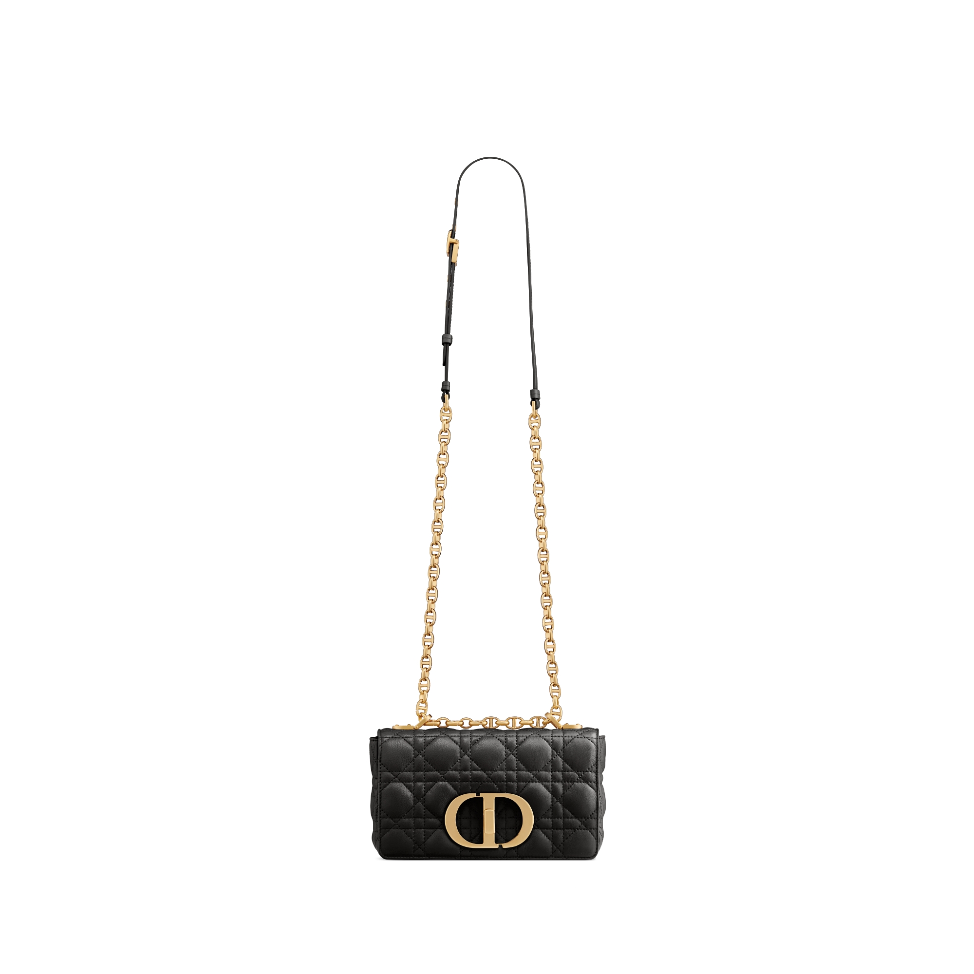 Small Dior Caro Bag Black Supple Cannage Calfskin | DIOR