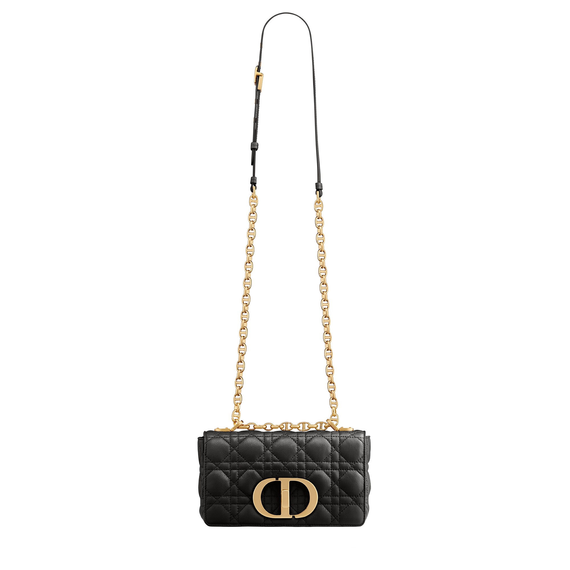 Small Dior Caro Bag Black Supple Cannage Calfskin E07