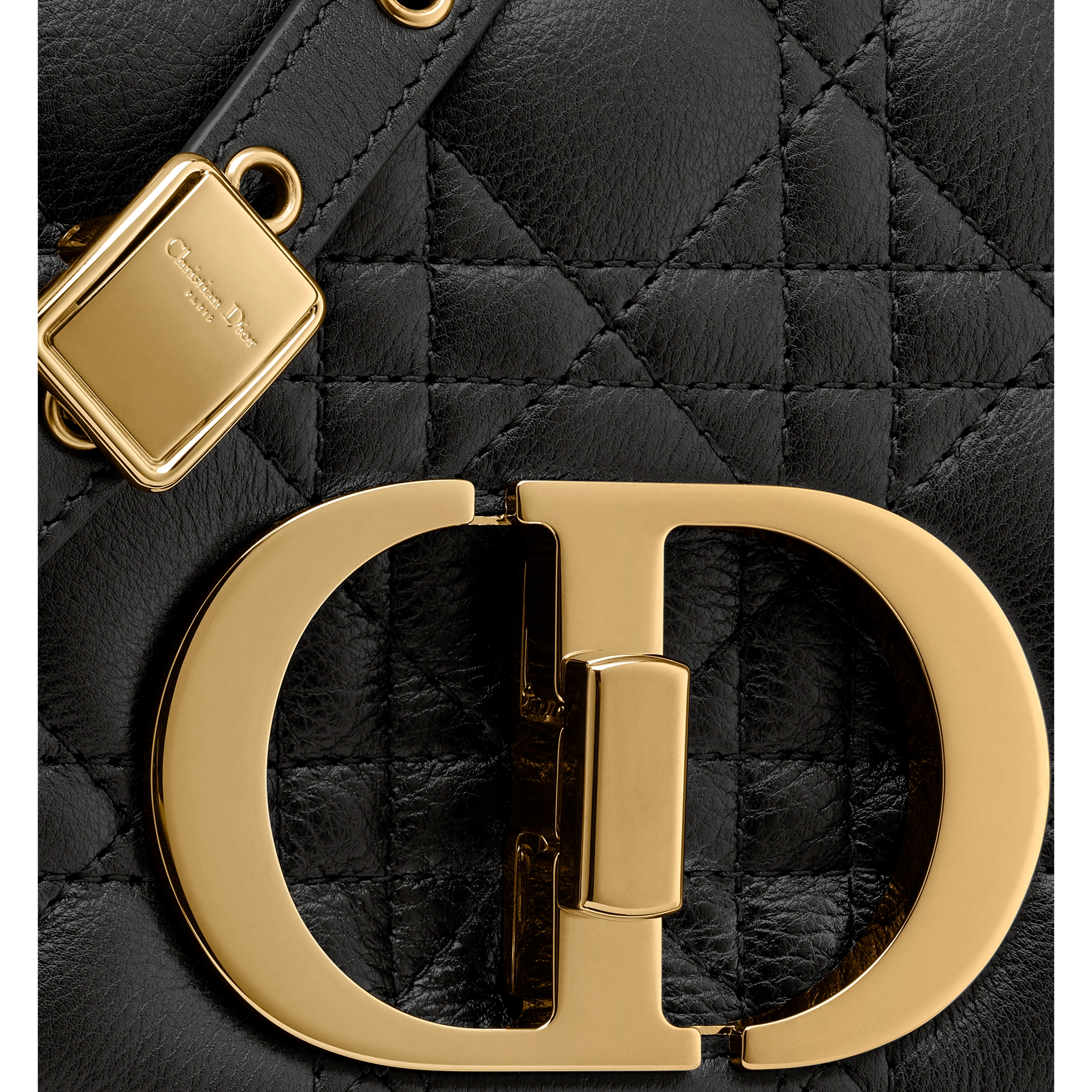 Small Dior Caro Bag Black Supple Cannage Calfskin E09