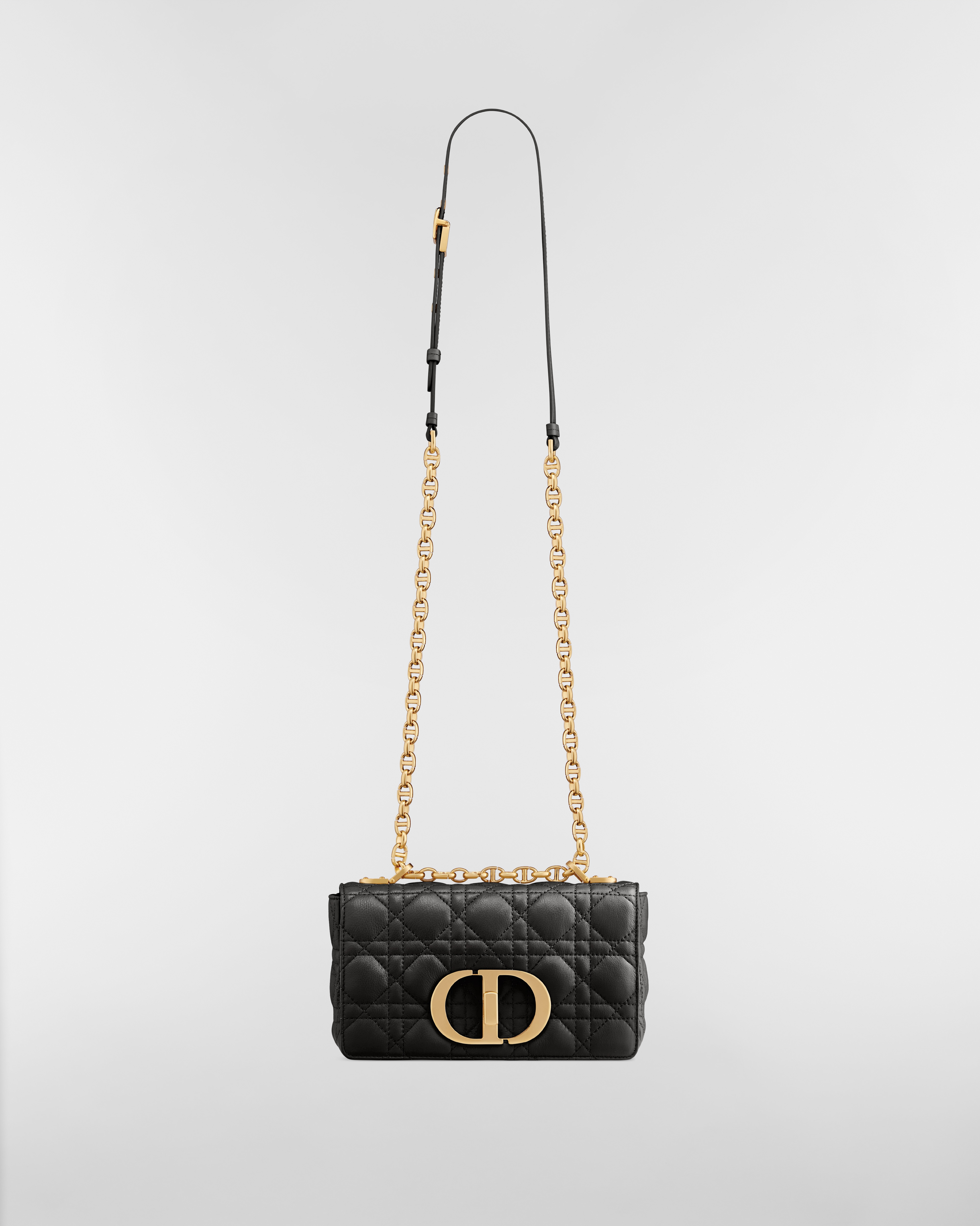 Kleine Dior Caro Tasche Weiches Cannage Kalbsleder in Schwarz E07