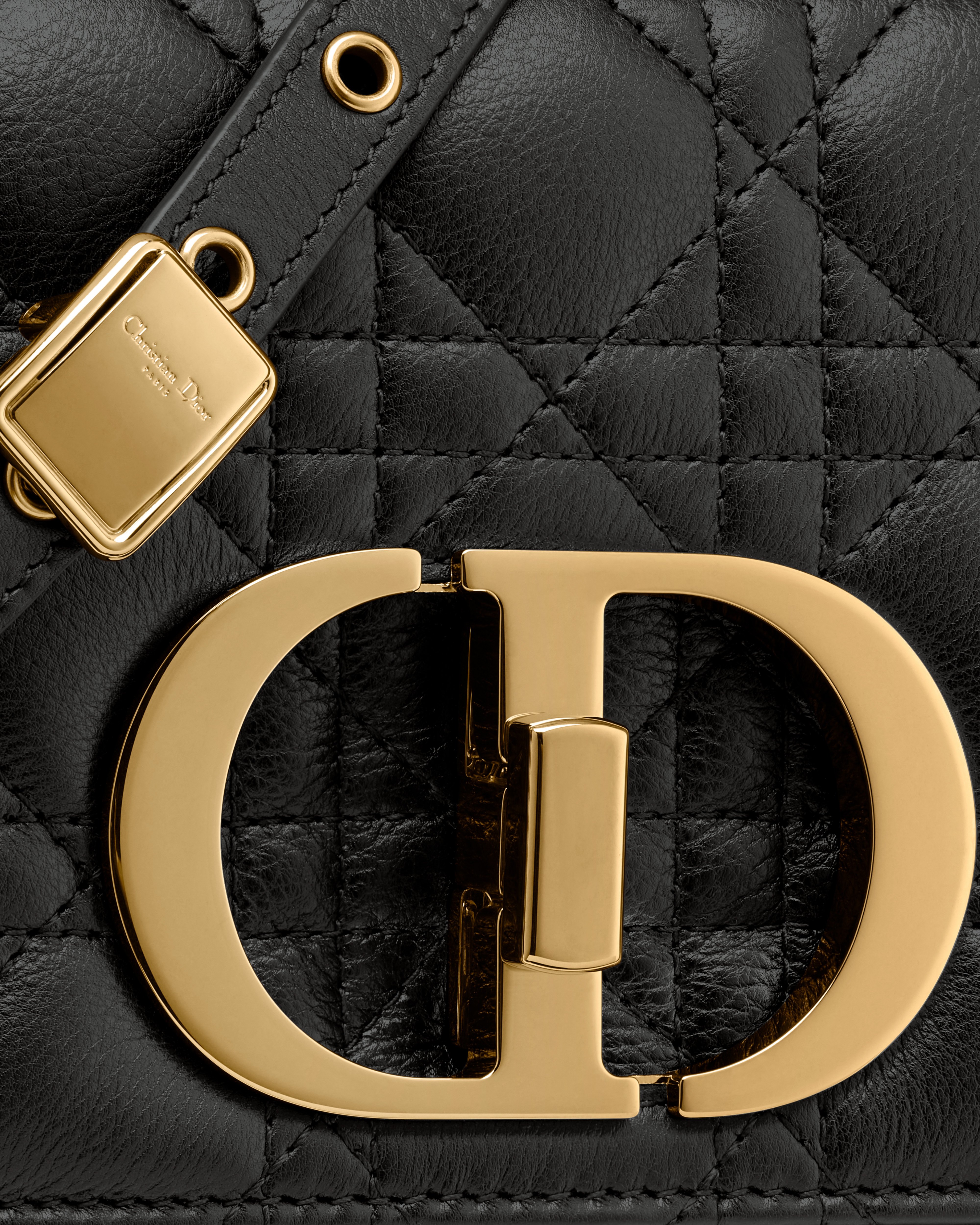 Small Dior Caro Bag Black Supple Cannage Calfskin E09