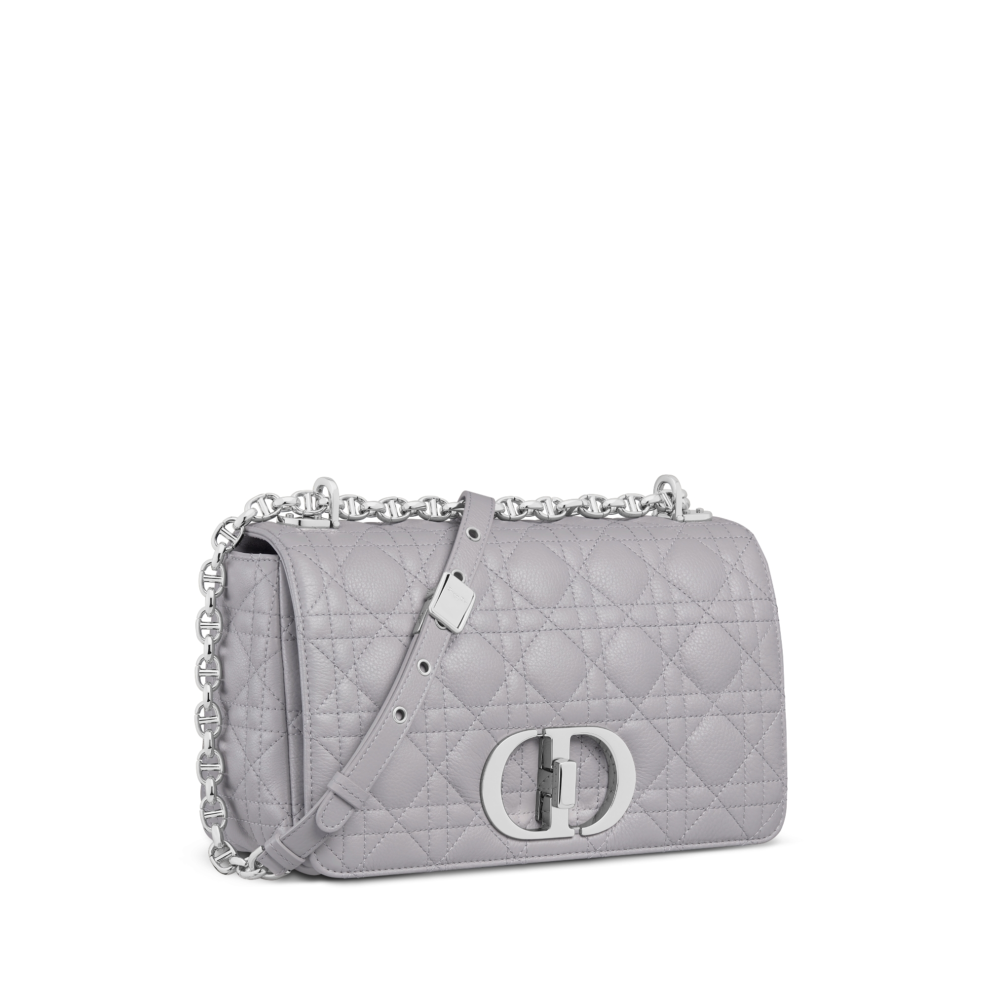 Dior Caro 中型包款 灰色柔軟 Cannage 籐格紋小牛皮 E03