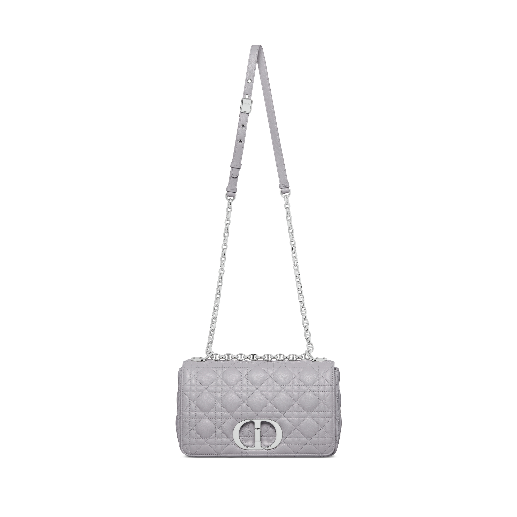 Dior Caro 中型包款 灰色柔軟 Cannage 籐格紋小牛皮 E07