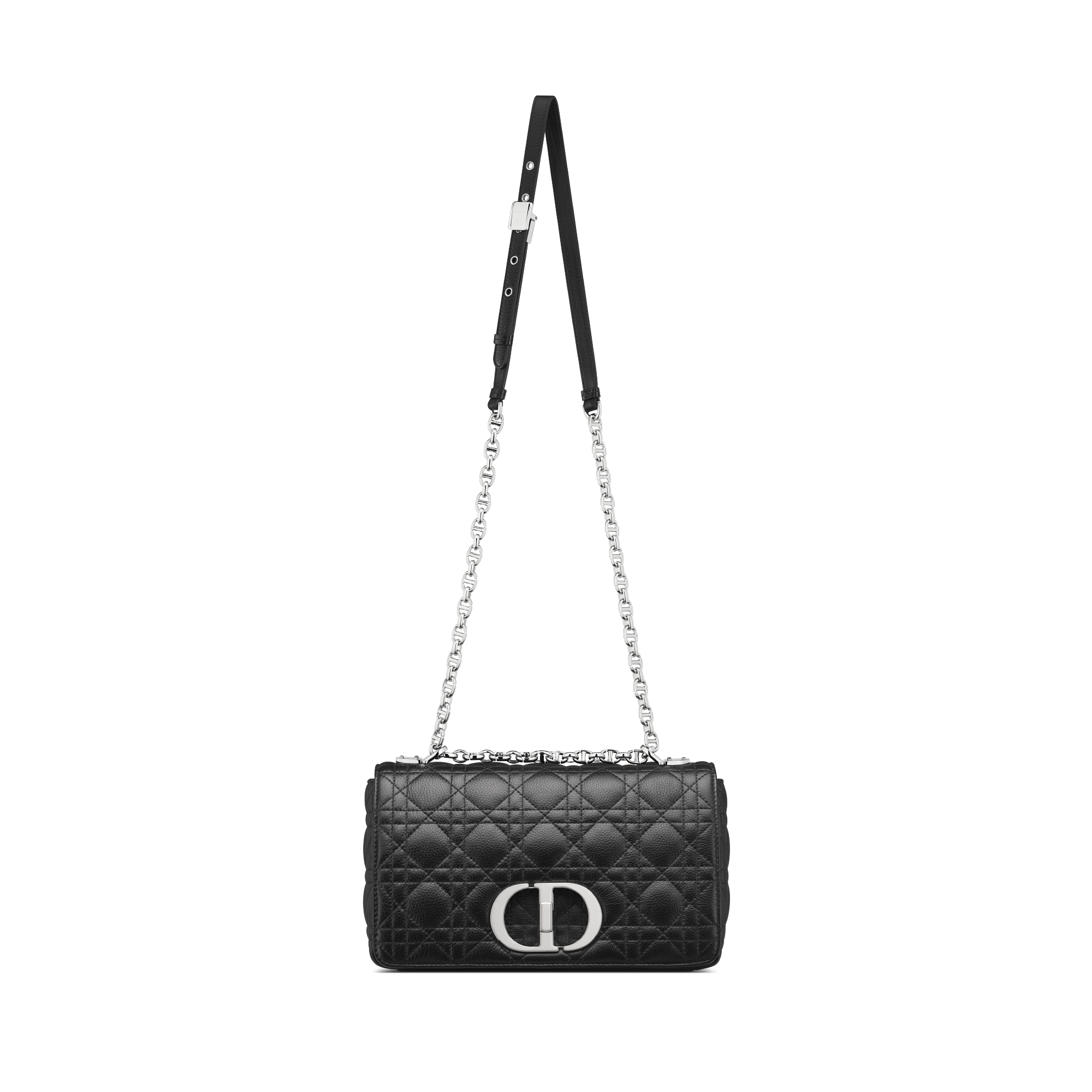 Dior Caro 中型包款 黑色柔軟 Cannage 籐格紋小牛皮 E07