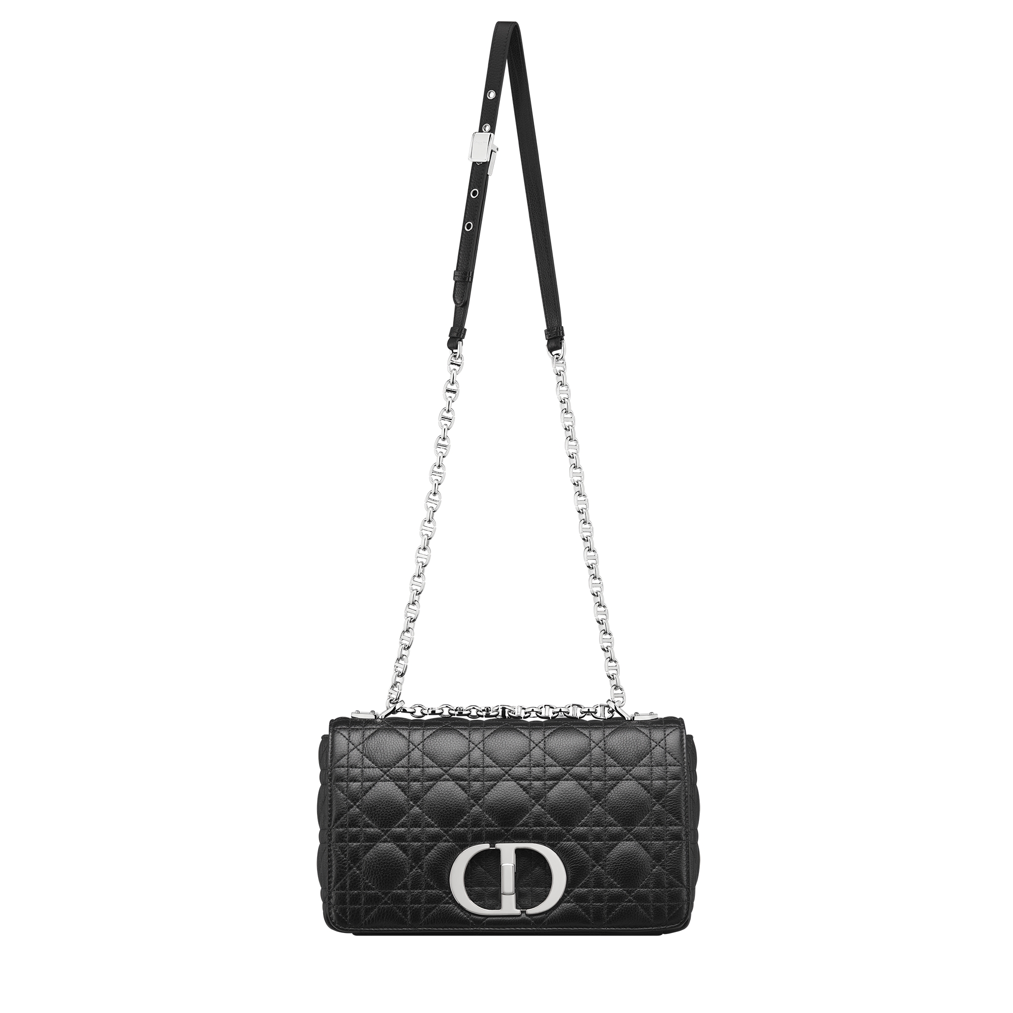 Medium Dior Caro Bag Black Supple Cannage Calfskin E07