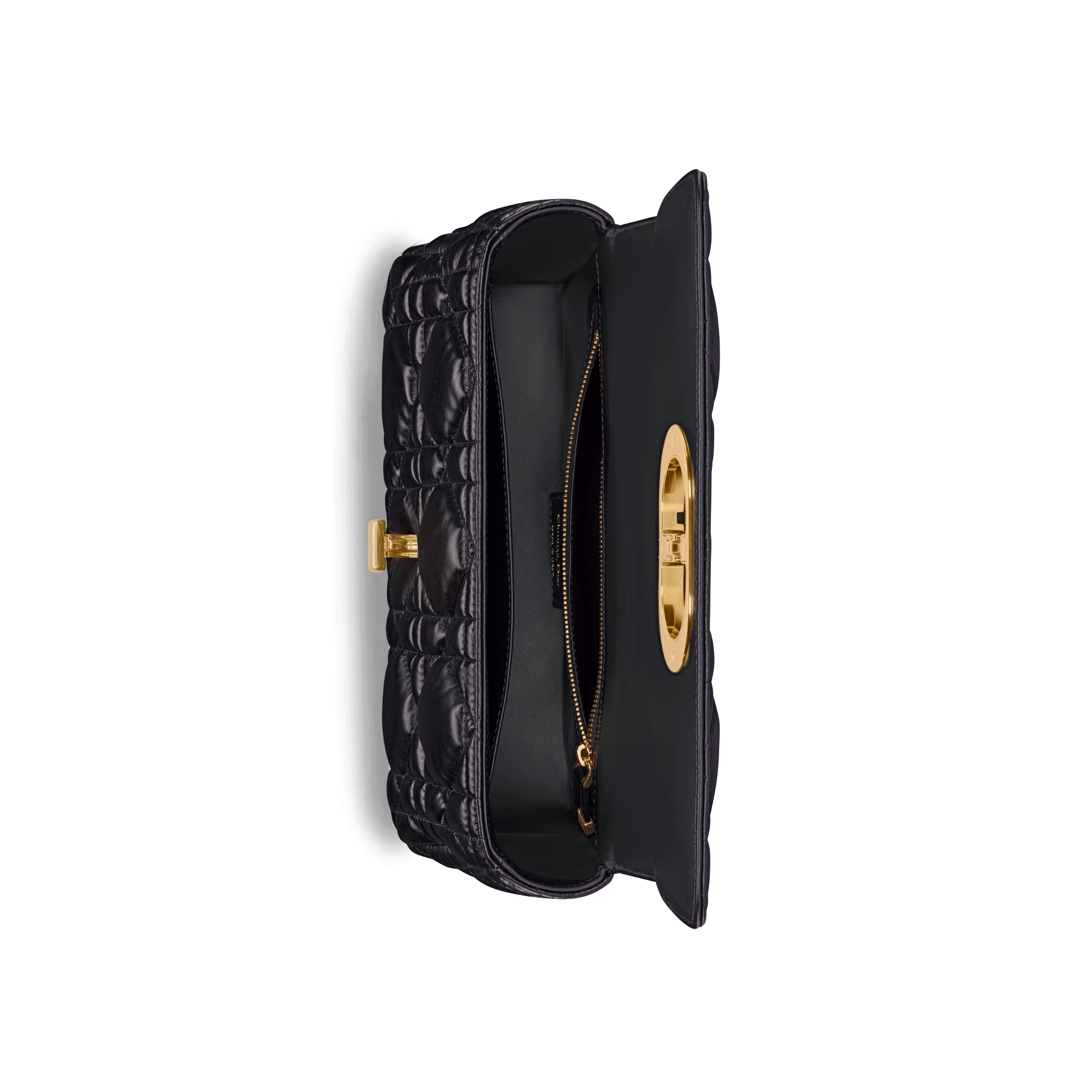 Medium Dior Caro Bag Black Quilted Macrocannage Calfskin E06