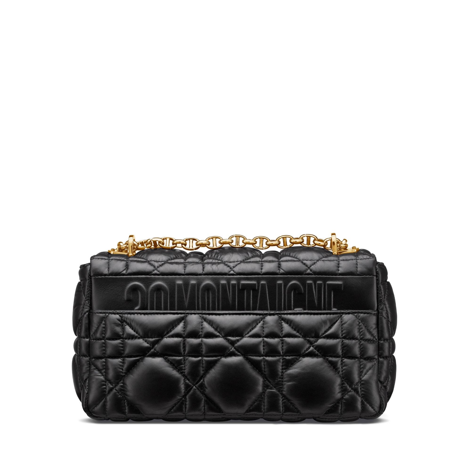 Medium Dior Caro Bag Black Quilted Macrocannage Calfskin E08