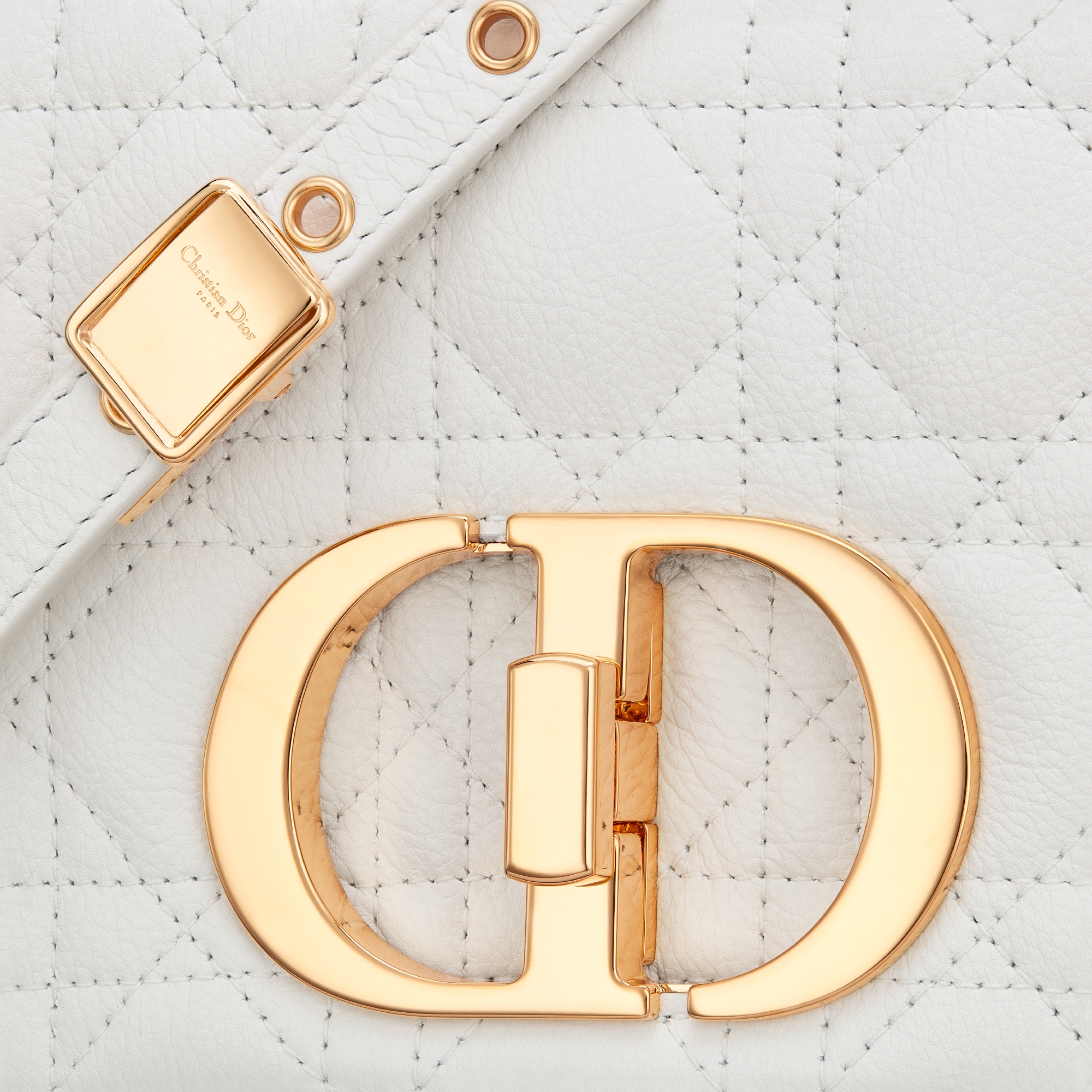 Medium Dior Caro Bag Ivory Supple Cannage Calfskin E09