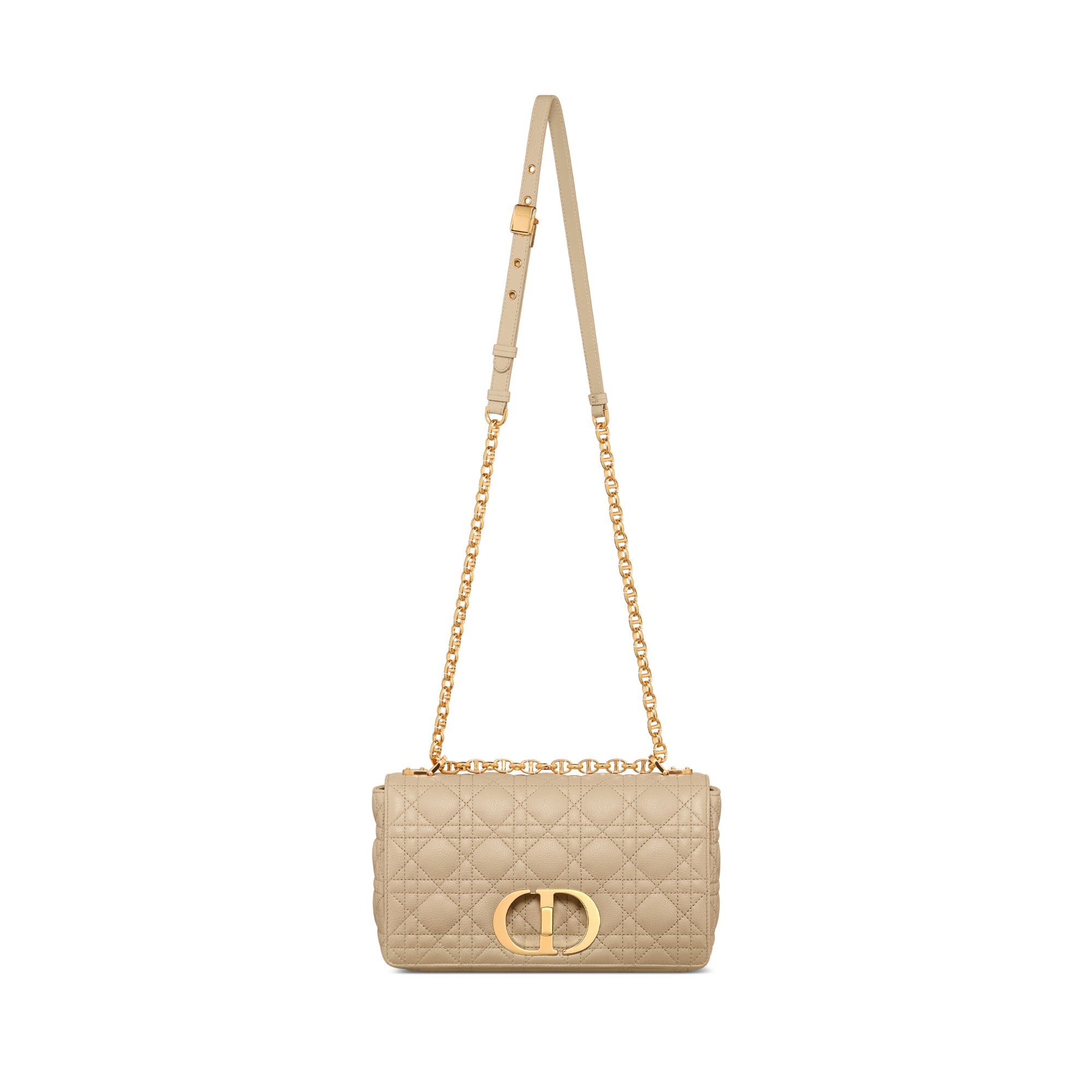 Medium Dior Caro Bag Rope Beige Supple Cannage Calfskin E07
