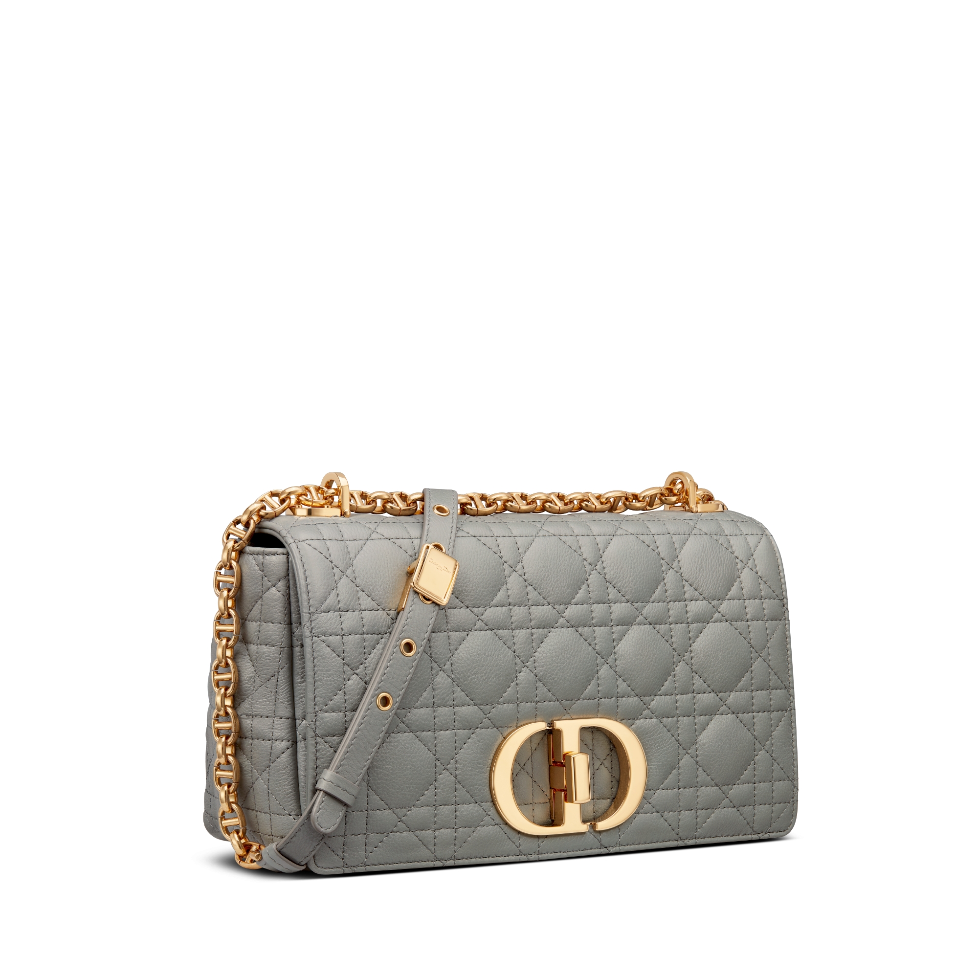 Medium Dior Caro Bag Stone Gray Supple Cannage Calfskin E03