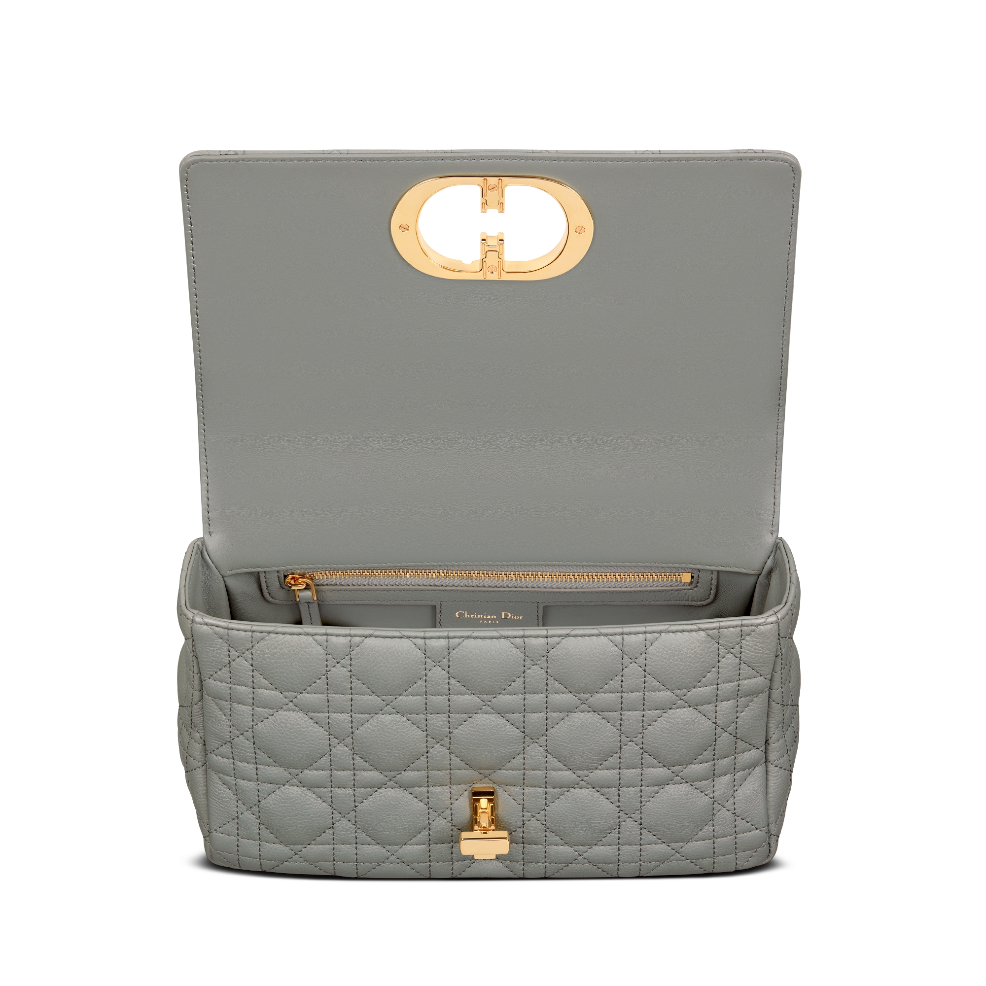 Medium Dior Caro Bag Stone Gray Supple Cannage Calfskin E06