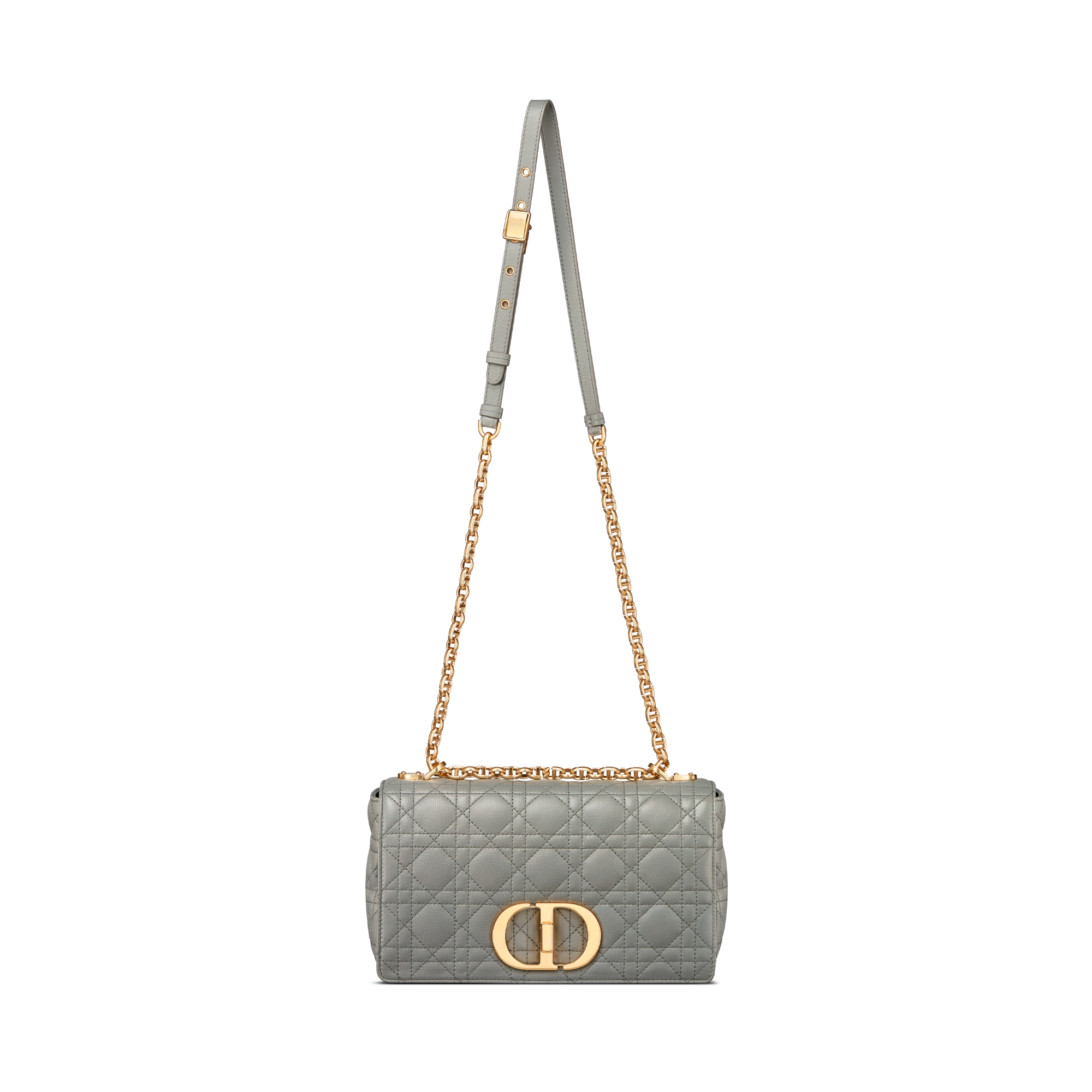Medium Dior Caro Bag Stone Gray Supple Cannage Calfskin E07