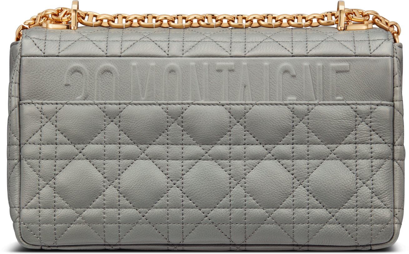 Medium Dior Caro Bag Stone Gray Cannage Supple Calfskin and Lambskin DIOR