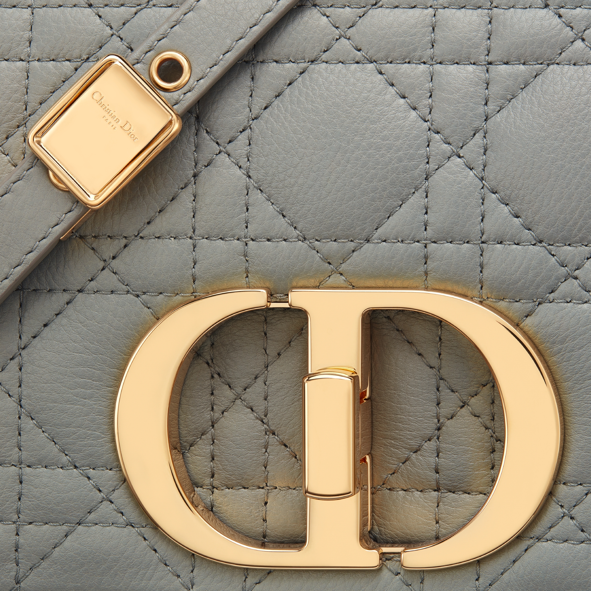 Medium Dior Caro Bag Stone Gray Supple Cannage Calfskin E09