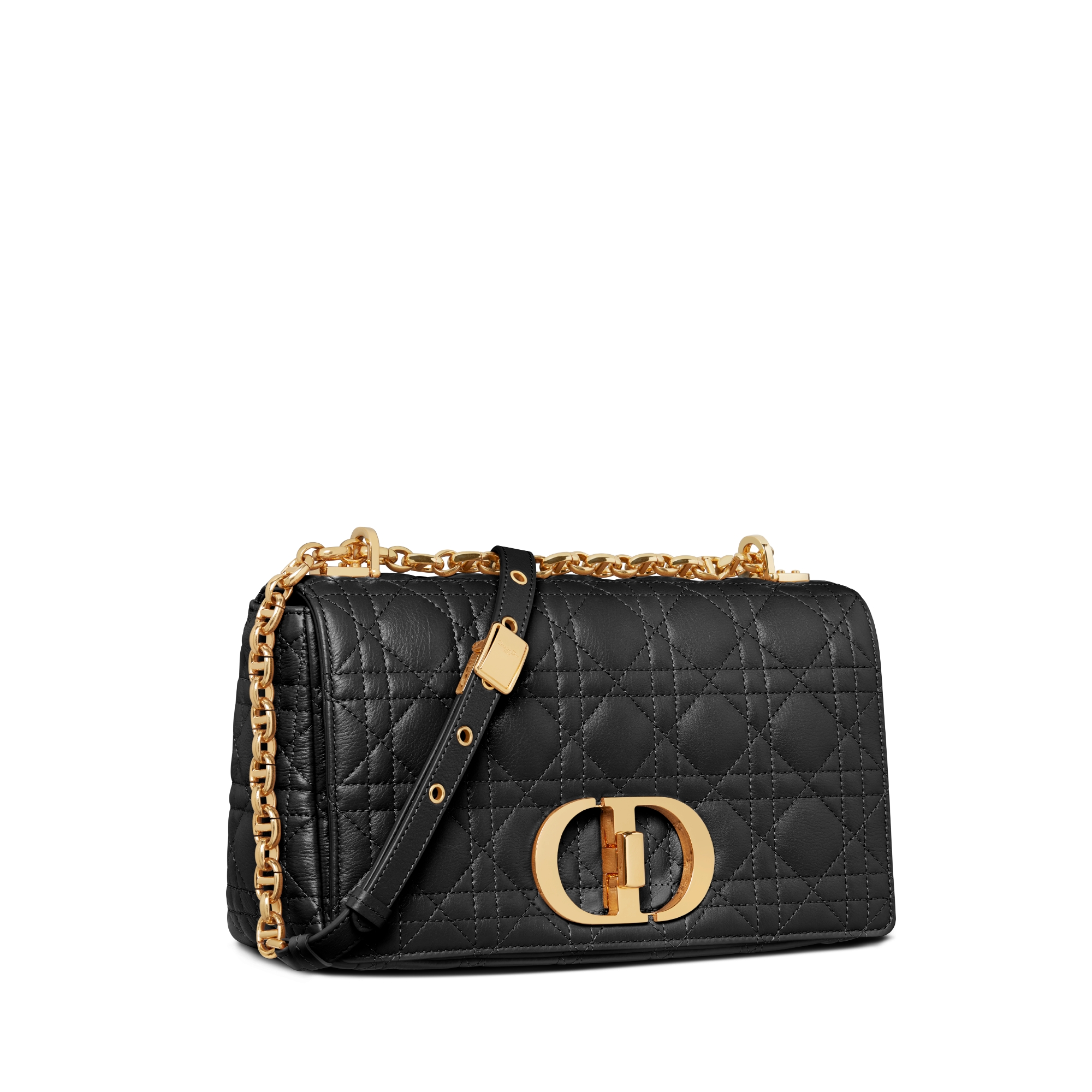 Medium Dior Caro Bag Black Supple Cannage Calfskin E03