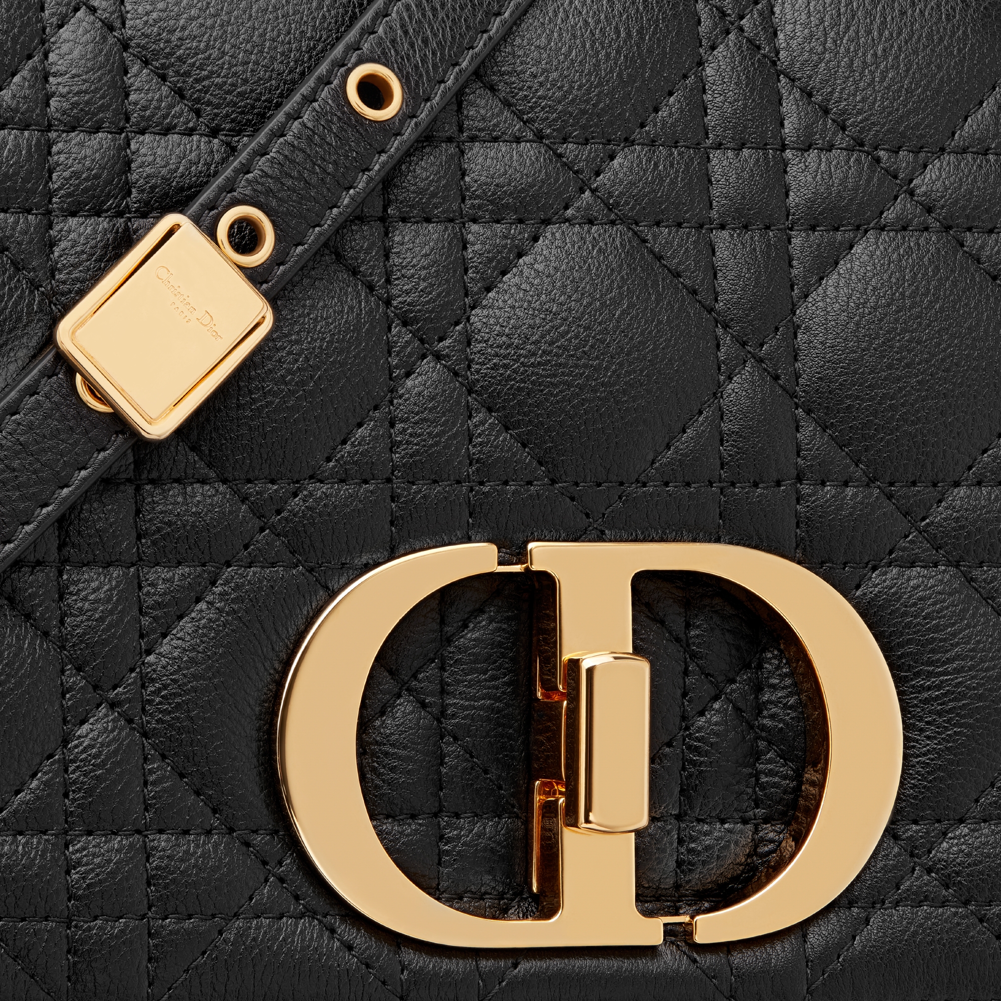 Medium Dior Caro Bag Black Supple Cannage Calfskin E09