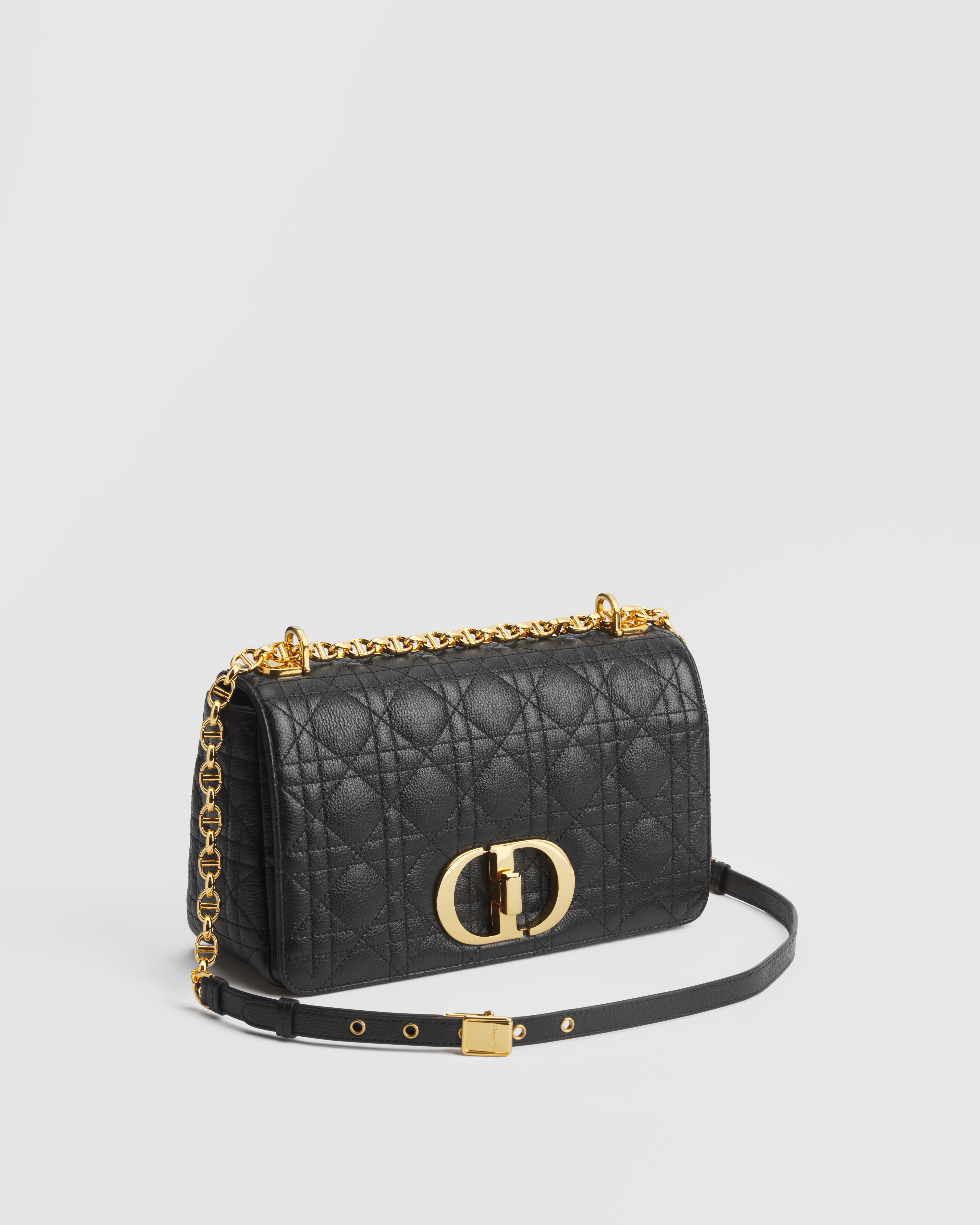 Sac Dior Caro Medium Cuir de veau Cannage souple noir E03