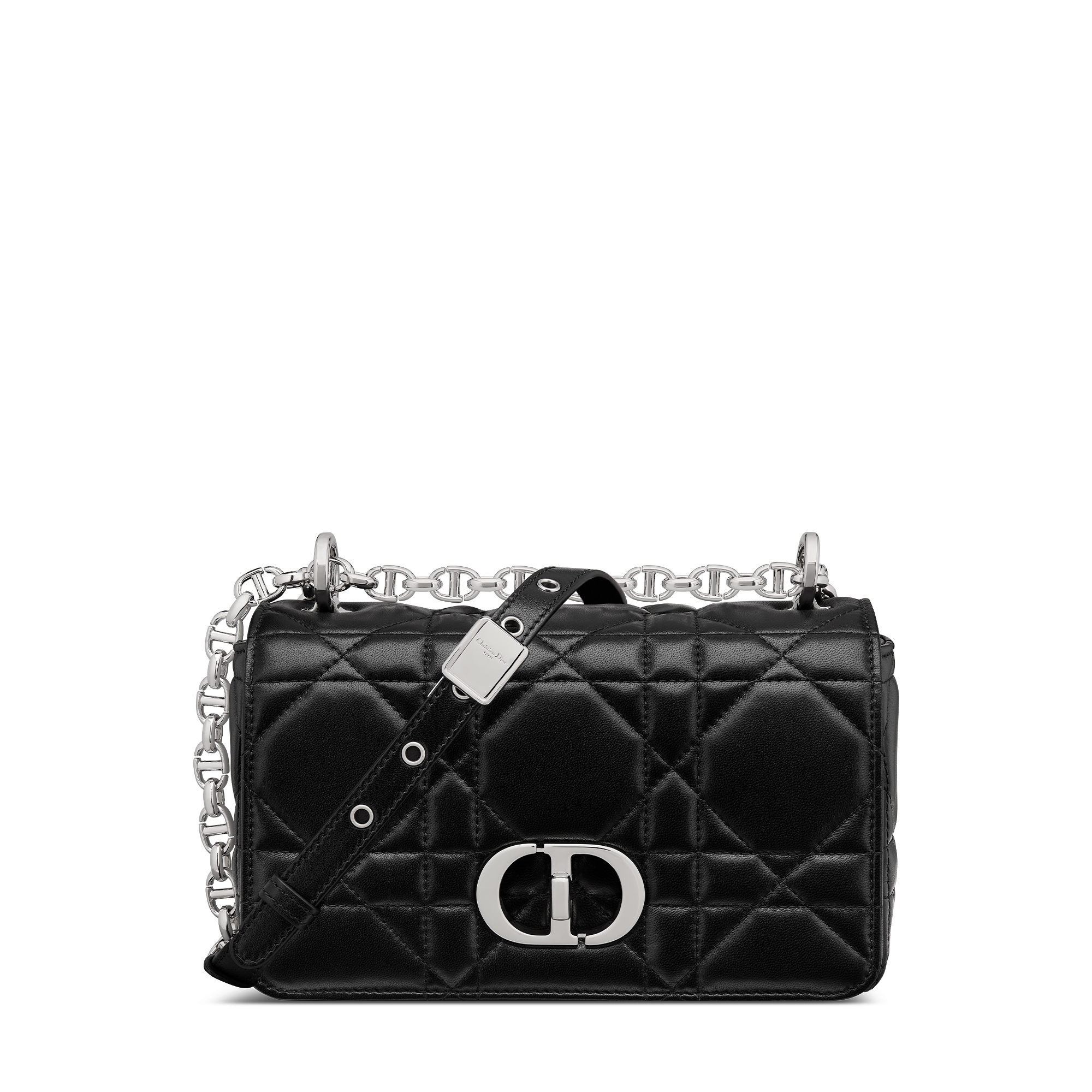 Small Soft Dior Caro Bag Black Macrocannage Lambskin E01