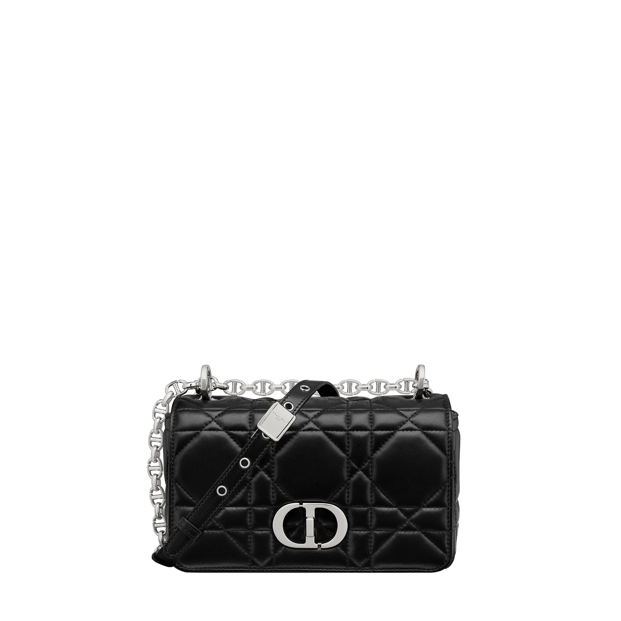 Small Soft Dior Caro Bag Black Macrocannage Lambskin E01