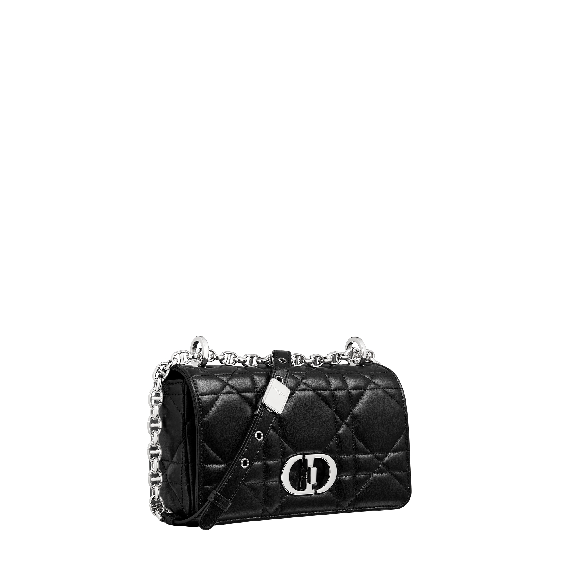 Small Soft Dior Caro Bag Black Macrocannage Lambskin E03