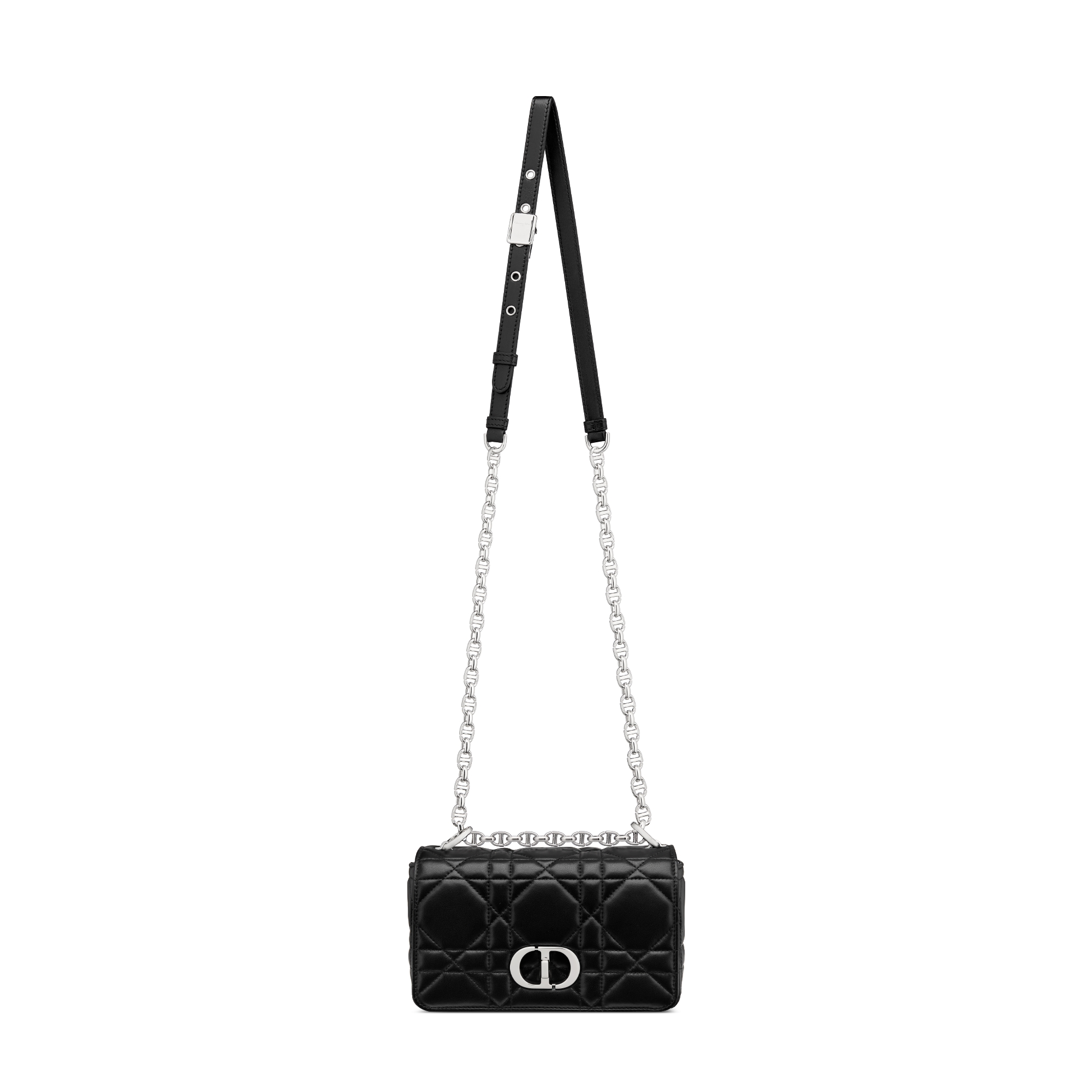 Kleine Soft Dior Caro Tasche Macrocannage Lammleder in Schwarz E07