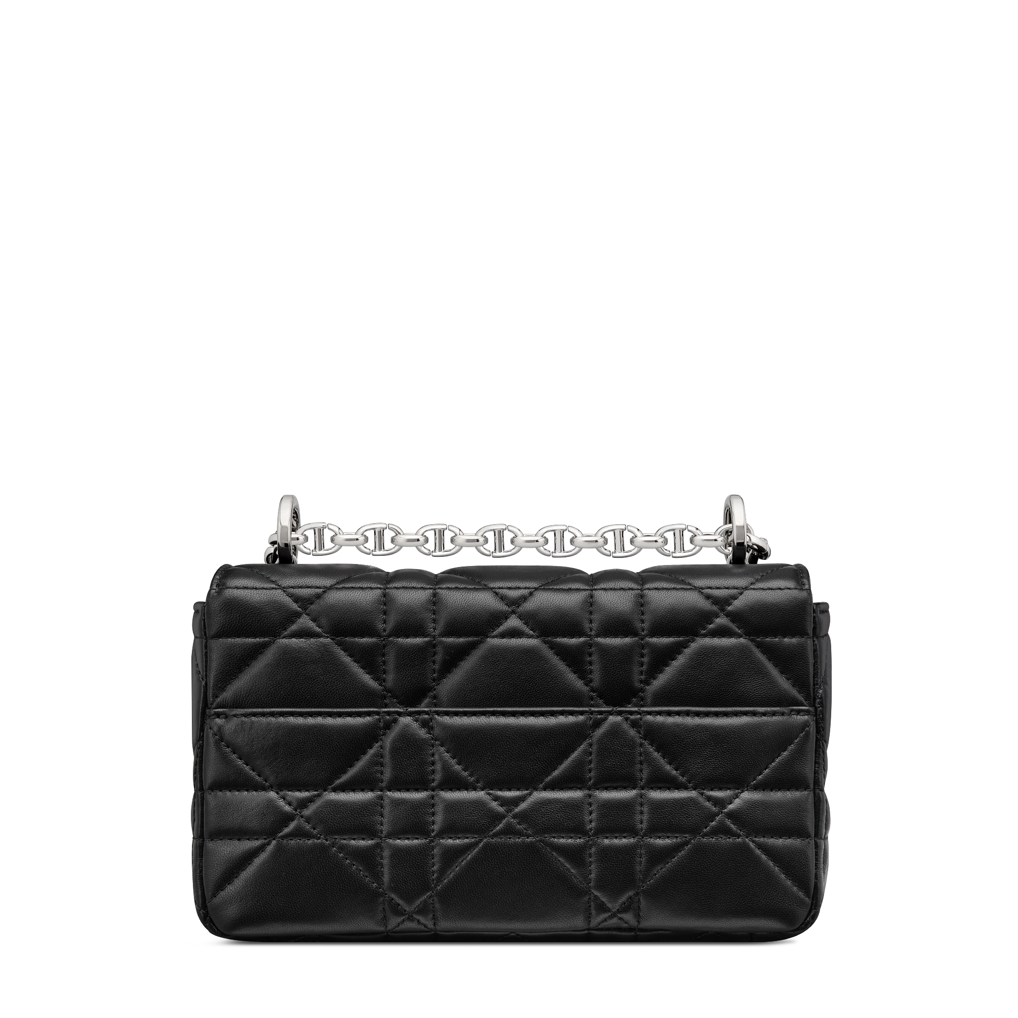 Kleine Soft Dior Caro Tasche Macrocannage Lammleder in Schwarz E08