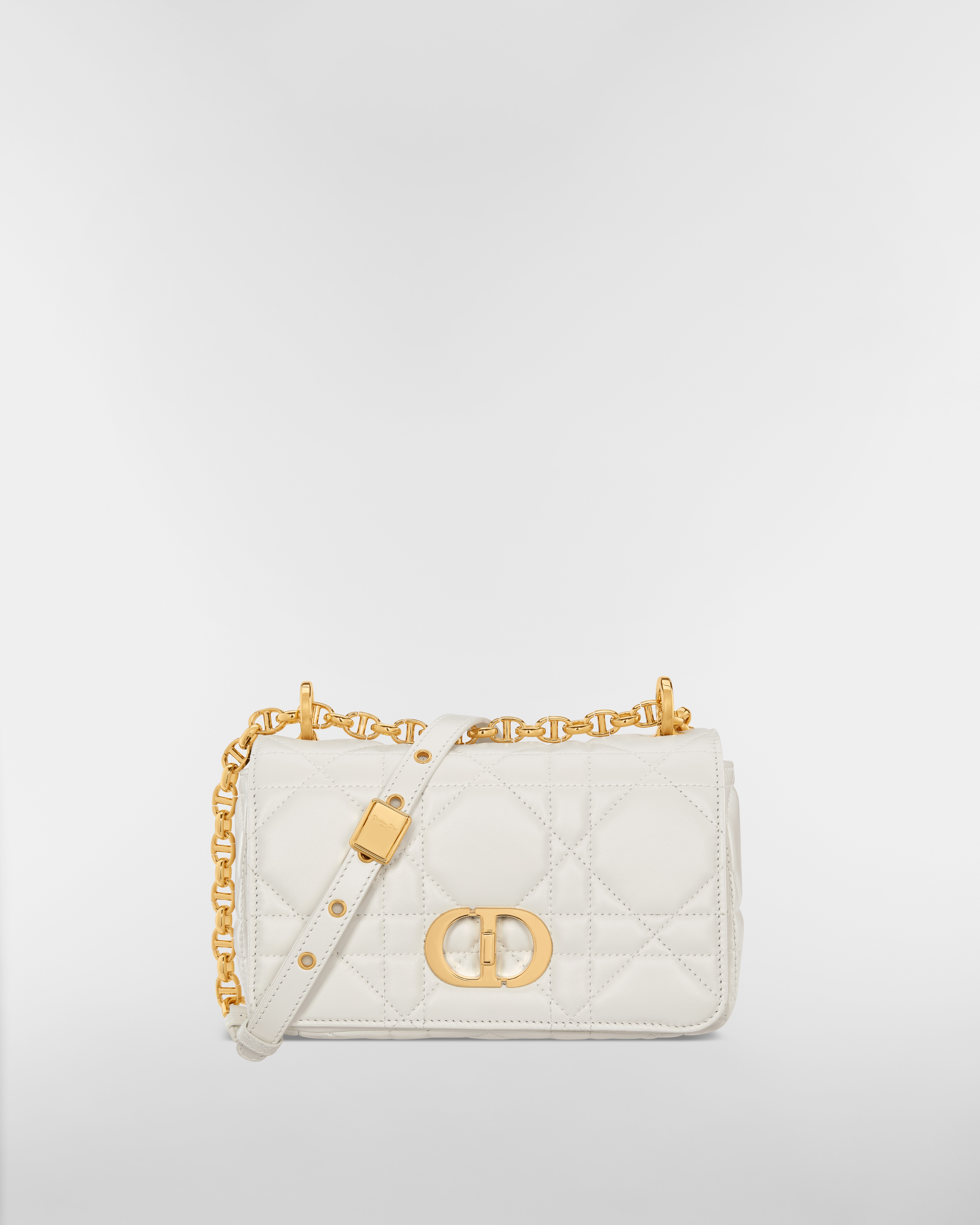 Small Soft Dior Caro Bag Latte Macrocannage Lambskin E01