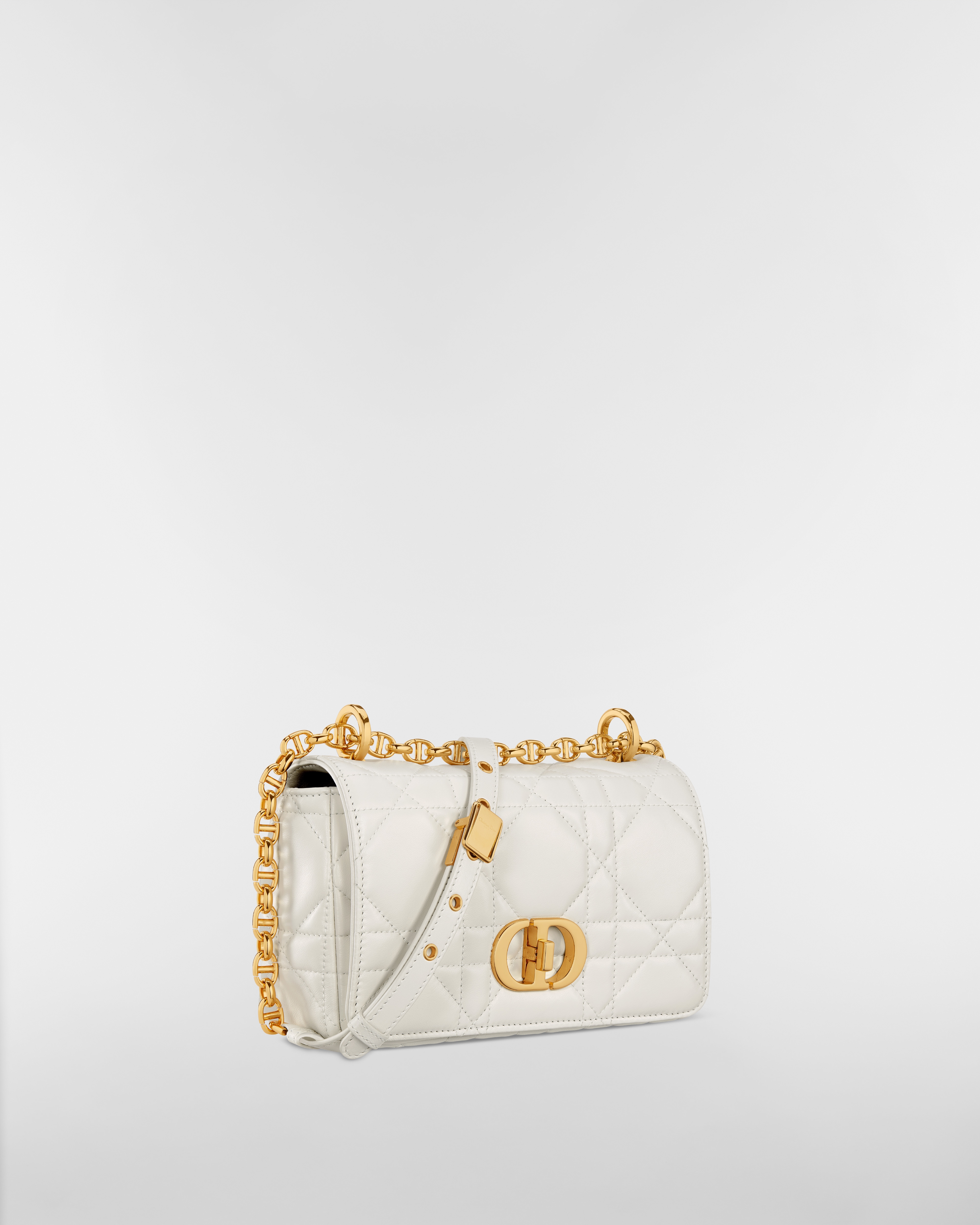 Small Soft Dior Caro Bag Latte Macrocannage Lambskin E03