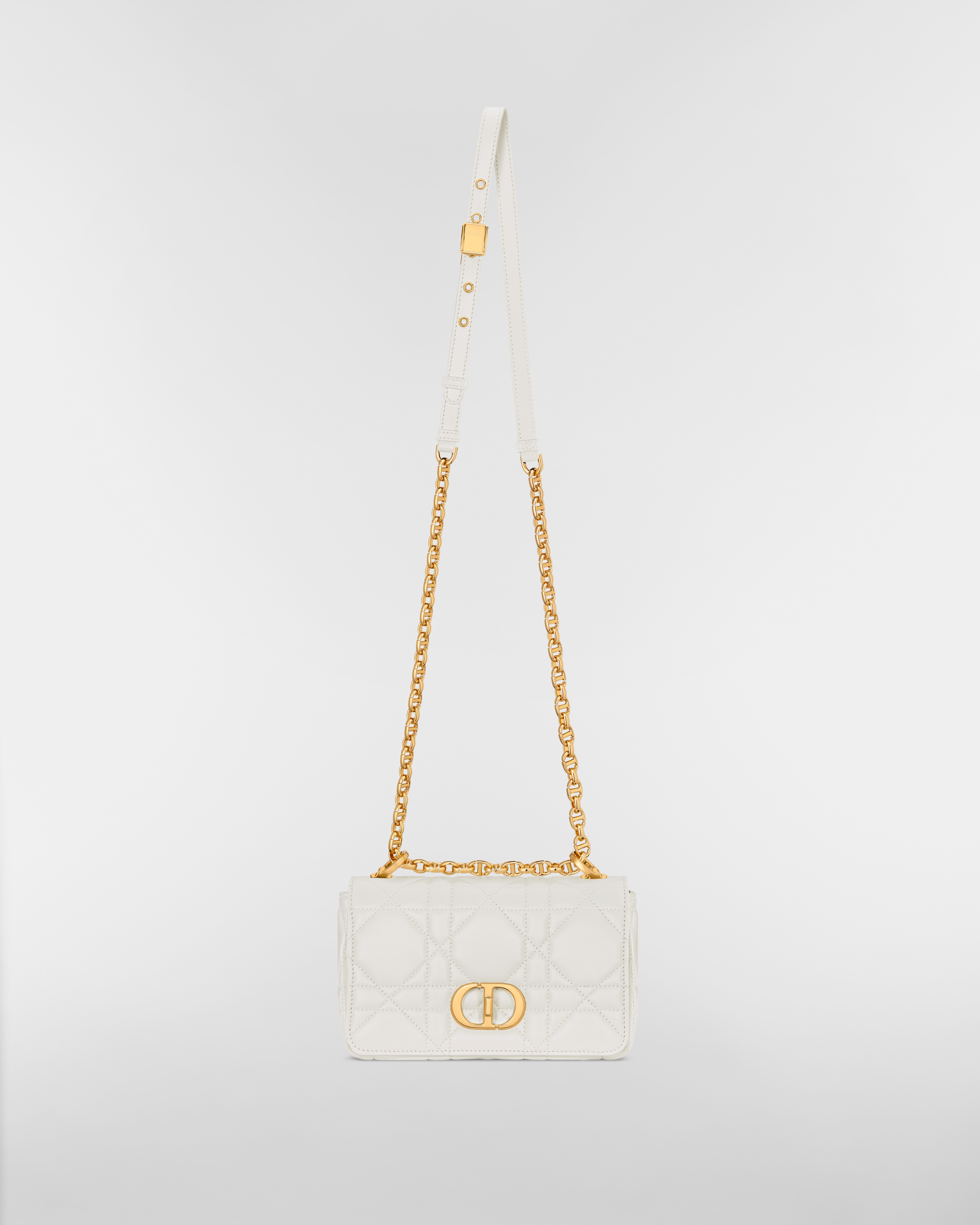 Small Soft Dior Caro Bag Latte Macrocannage Lambskin E07