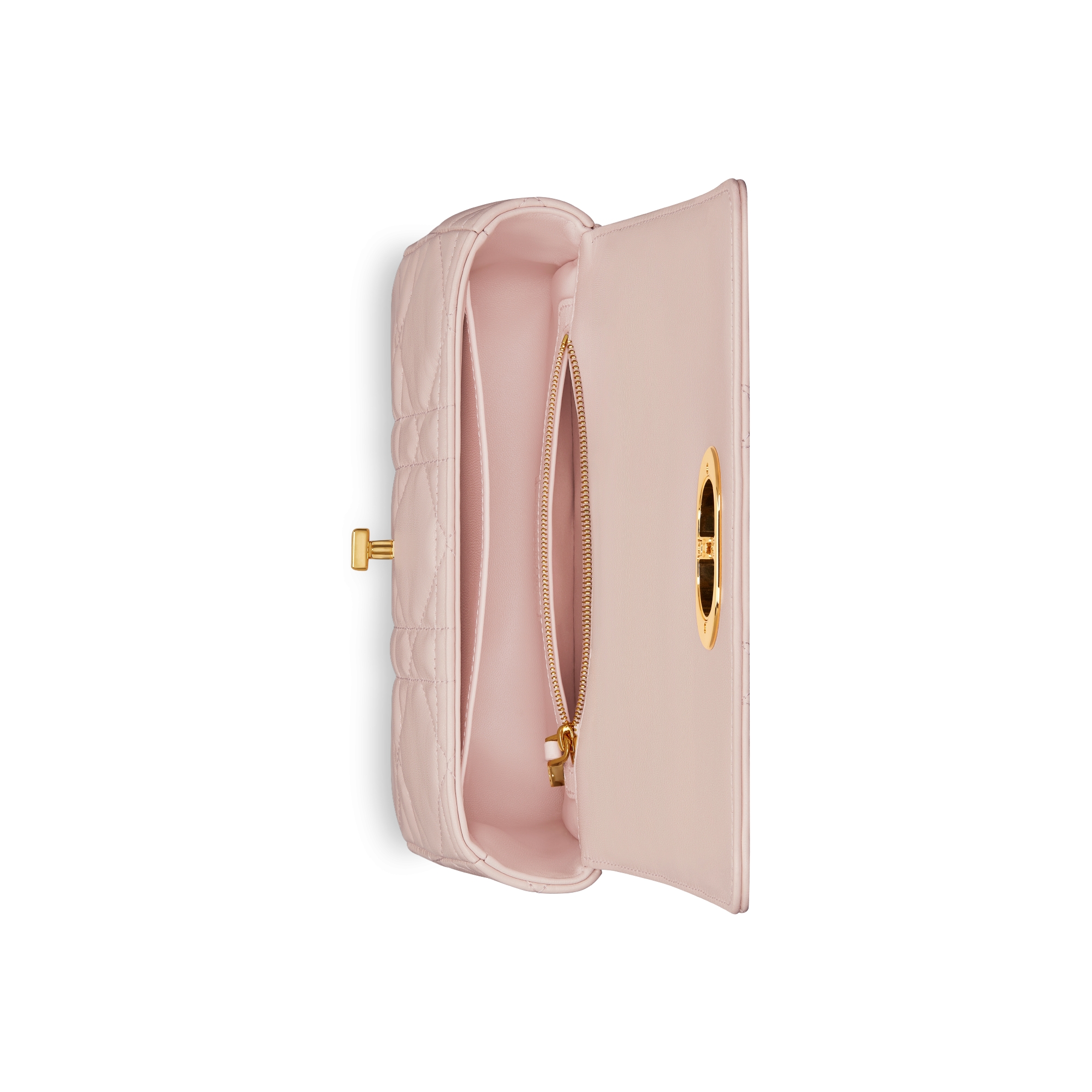 Sac Soft Dior Caro Small Cuir d'agneau Macrocannage rose poudre E06