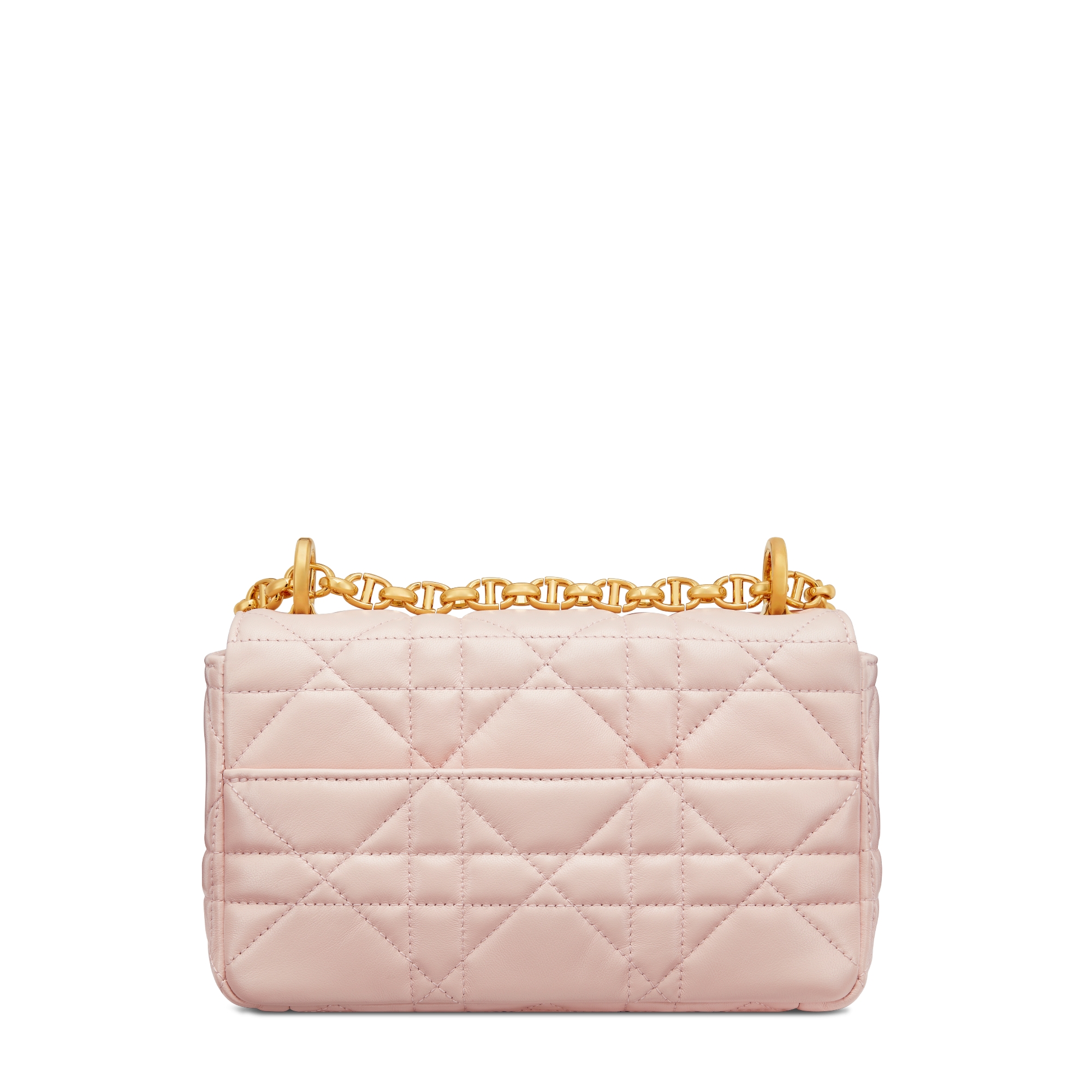 Sac Soft Dior Caro Small Cuir d'agneau Macrocannage rose poudre E08