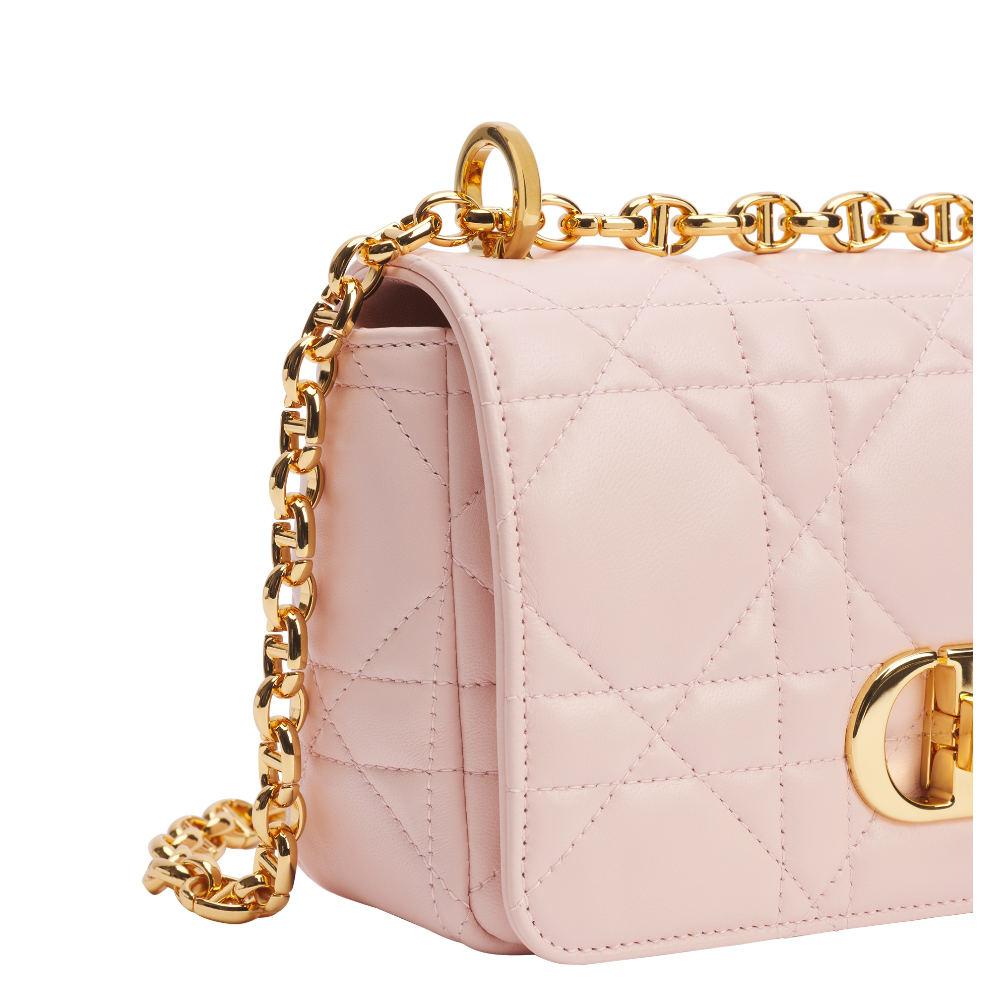 Small Soft Dior Caro Bag Powder Pink Macrocannage Lambskin E09