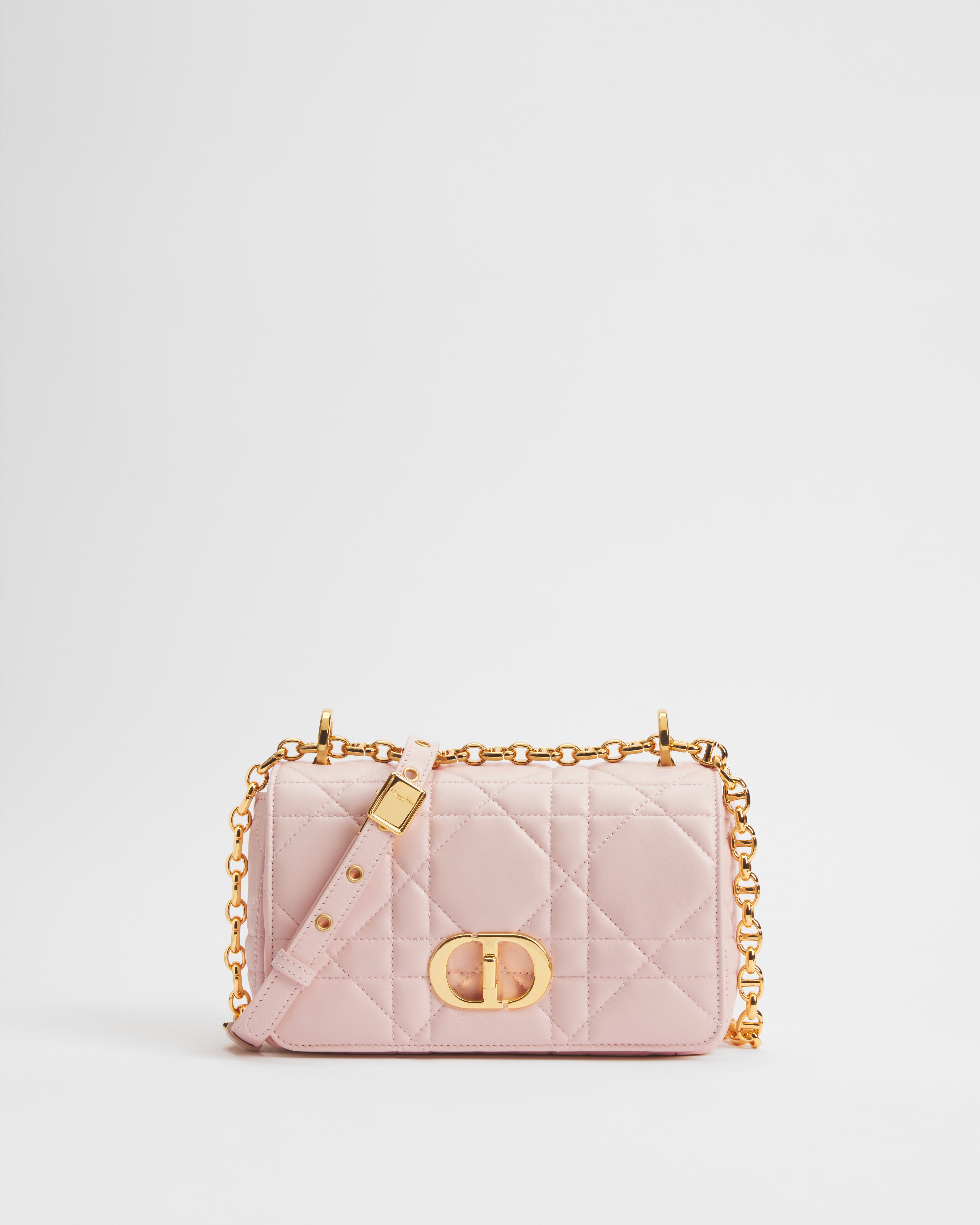 Small Soft Dior Caro Bag Powder Pink Macrocannage Lambskin E01
