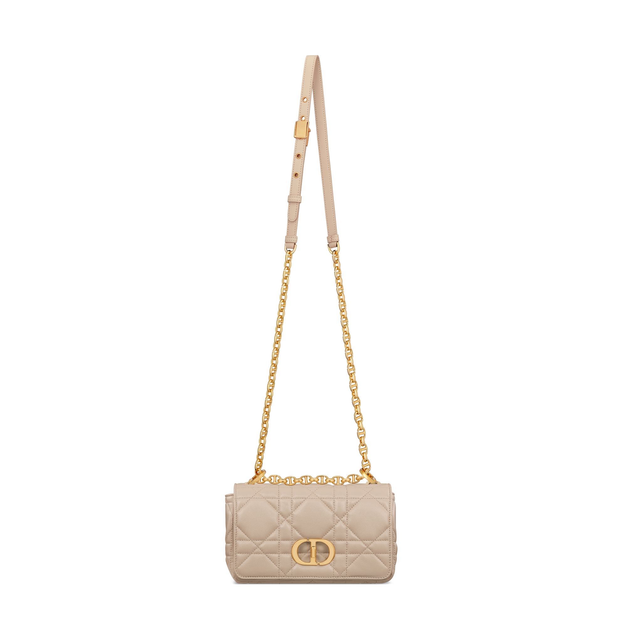 Sac Soft Dior Caro Small Cuir d'agneau Macrocannage beige poudre E07