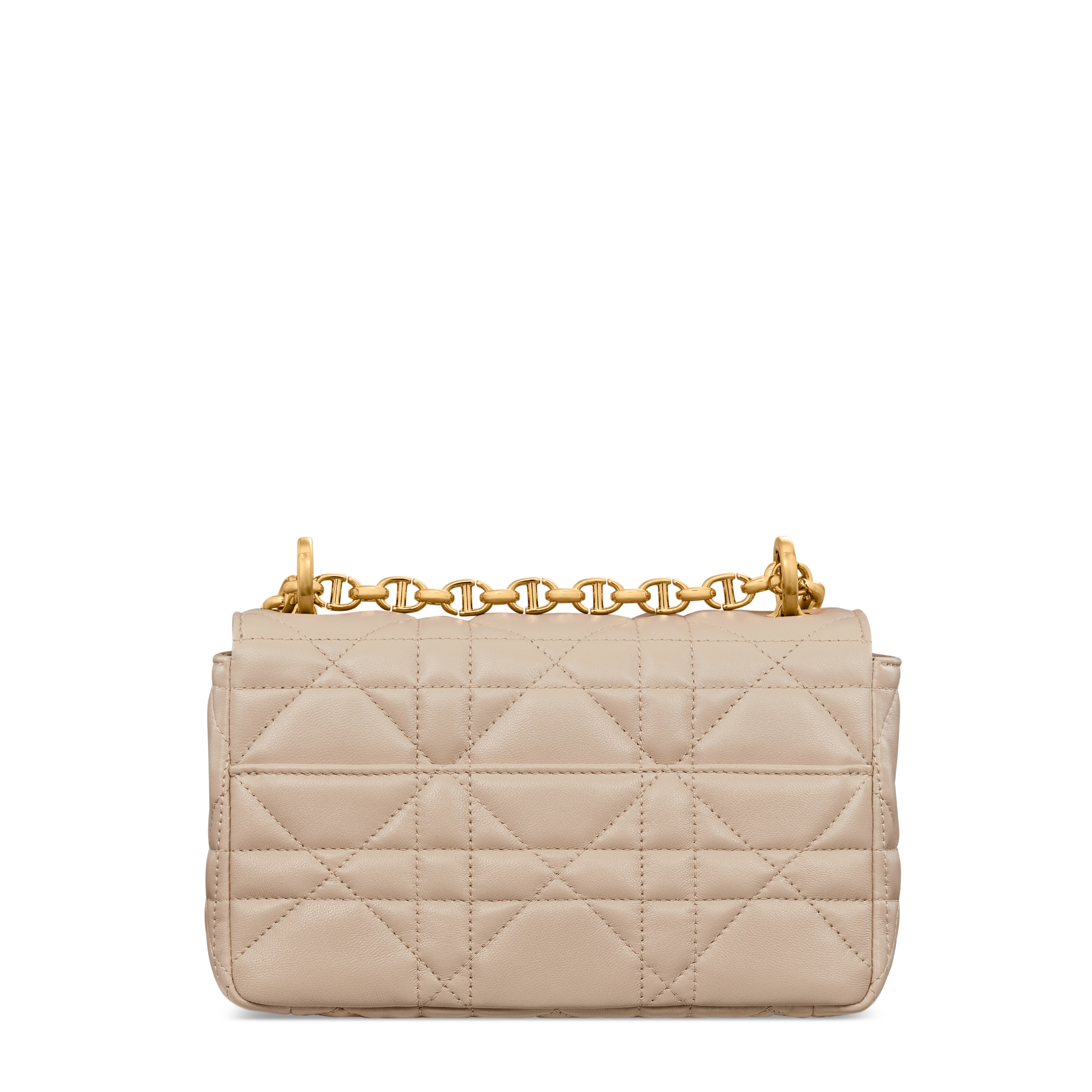 Sac Soft Dior Caro Small Cuir d'agneau Macrocannage beige poudre E08