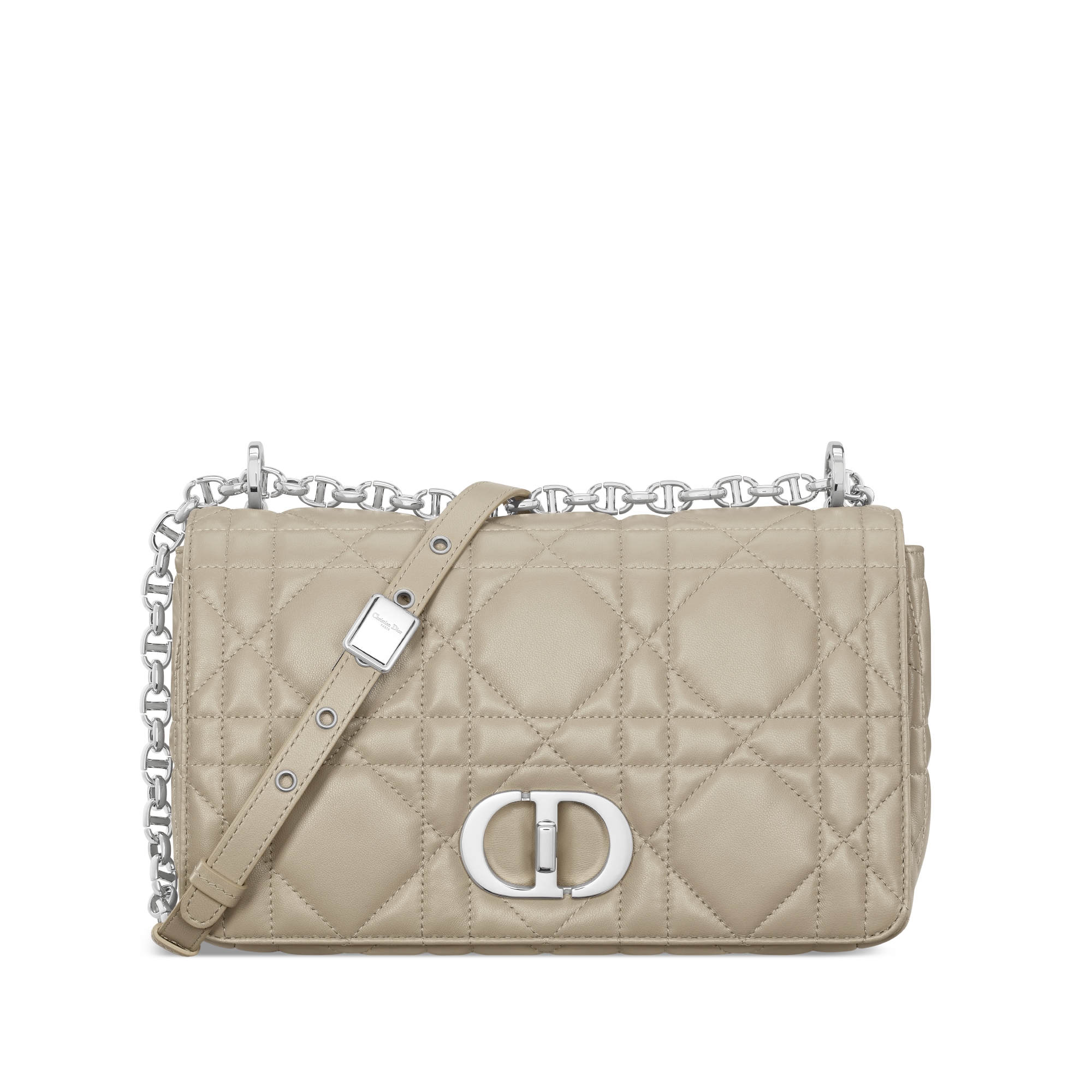 Medium Soft Dior Caro Bag Rope Beige Macrocannage Lambskin E01
