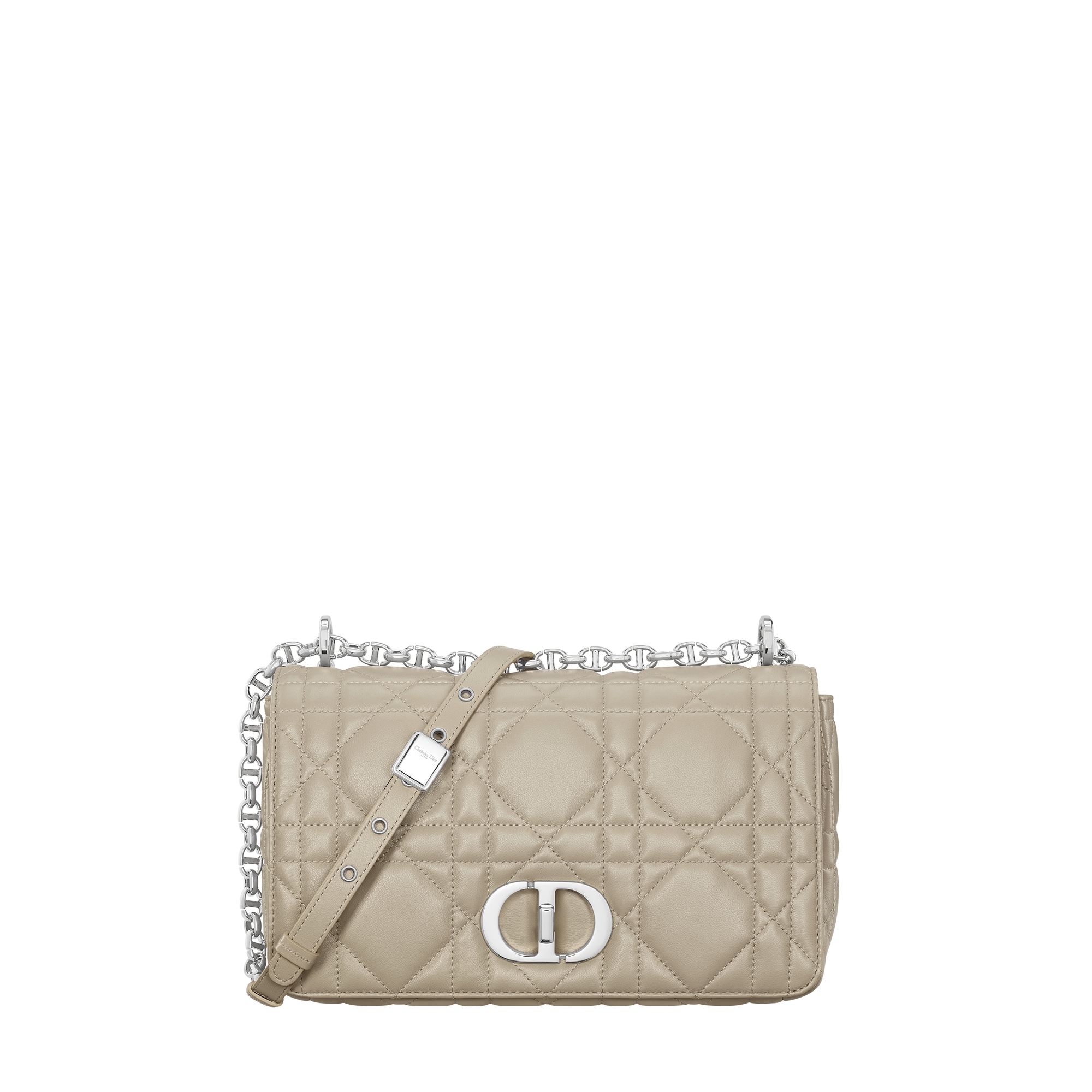 Medium Soft Dior Caro Bag Rope Beige Macrocannage Lambskin E01
