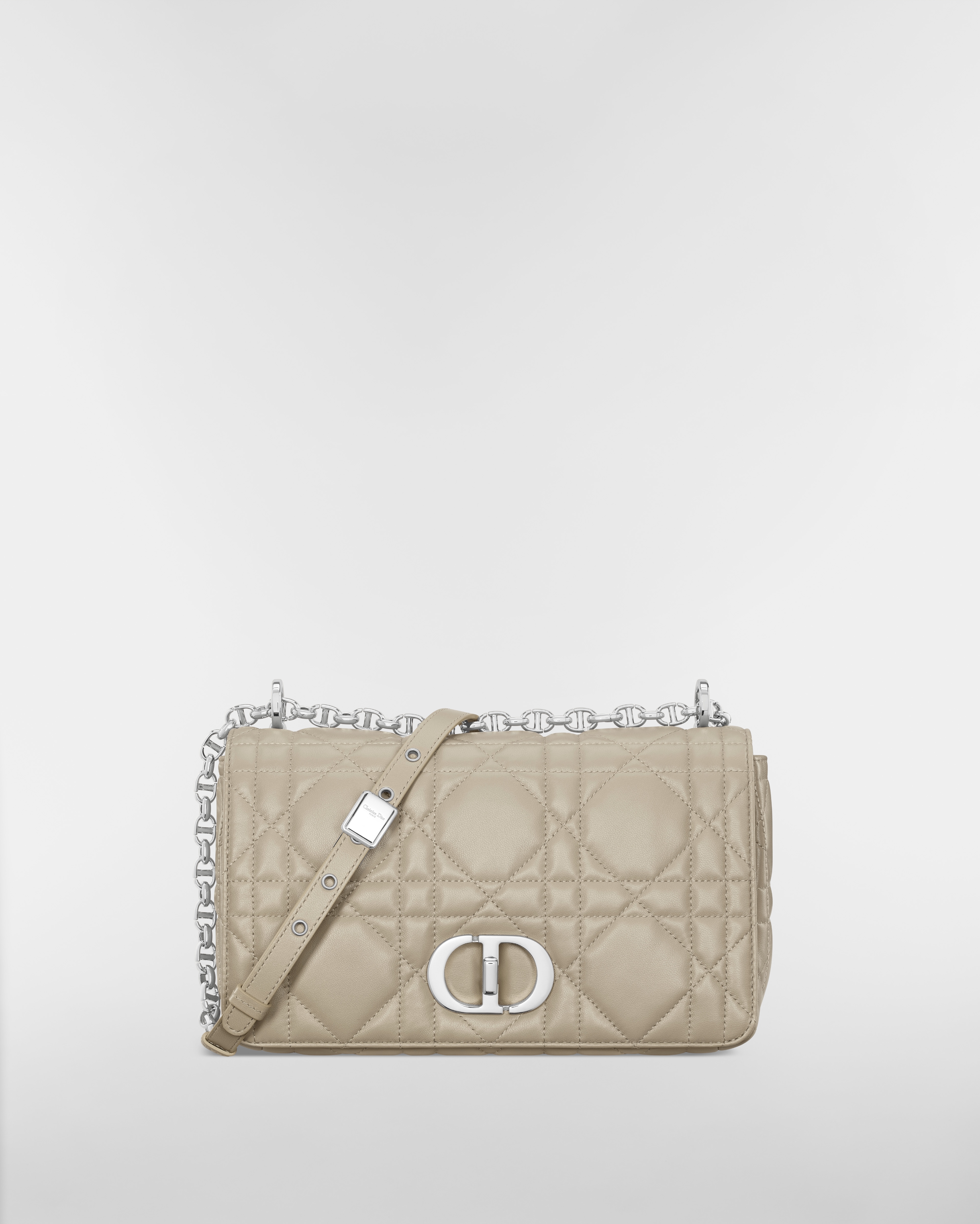 Medium Soft Dior Caro Bag Rope Beige Macrocannage Lambskin E01
