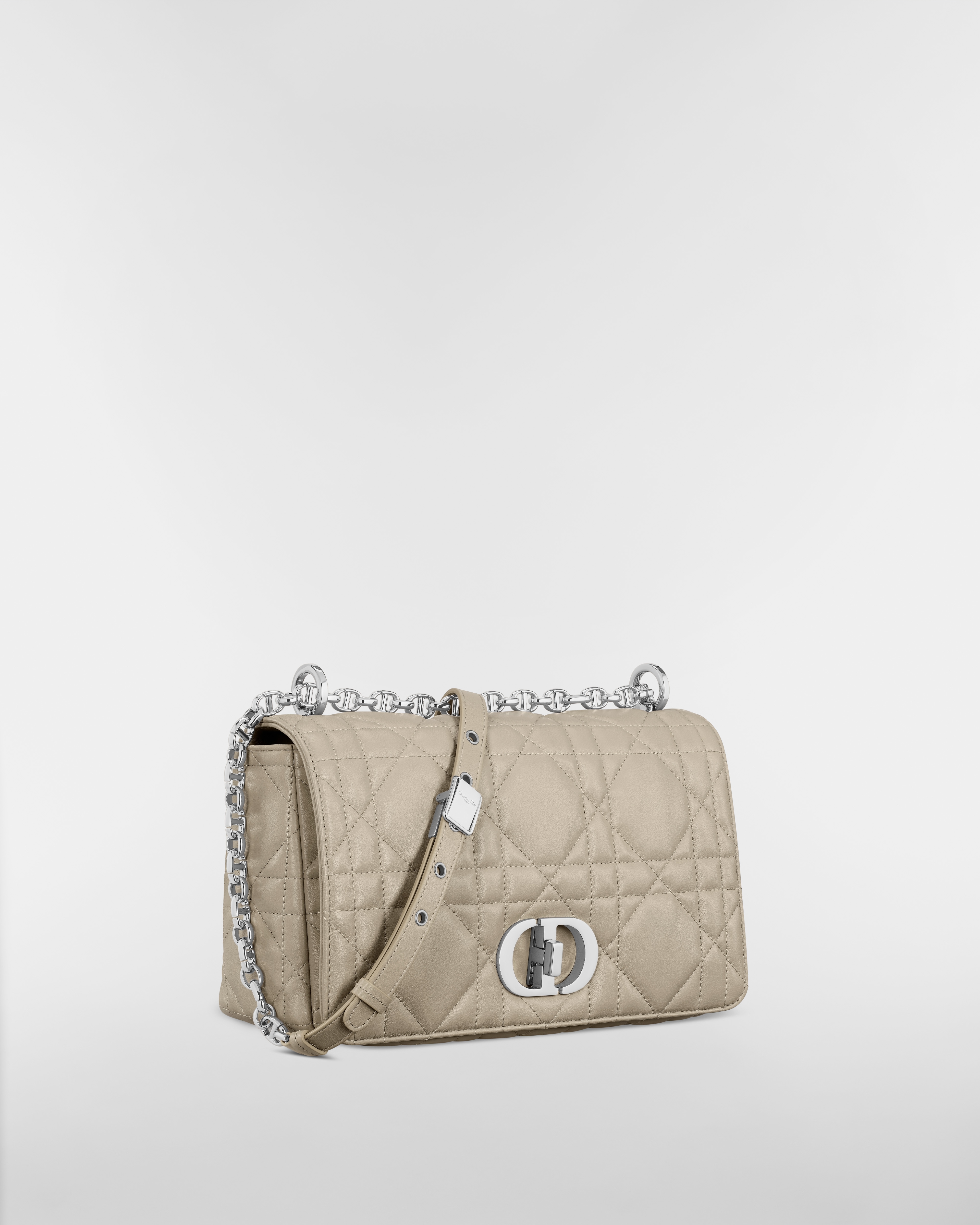 Medium Soft Dior Caro Bag Rope Beige Macrocannage Lambskin E03