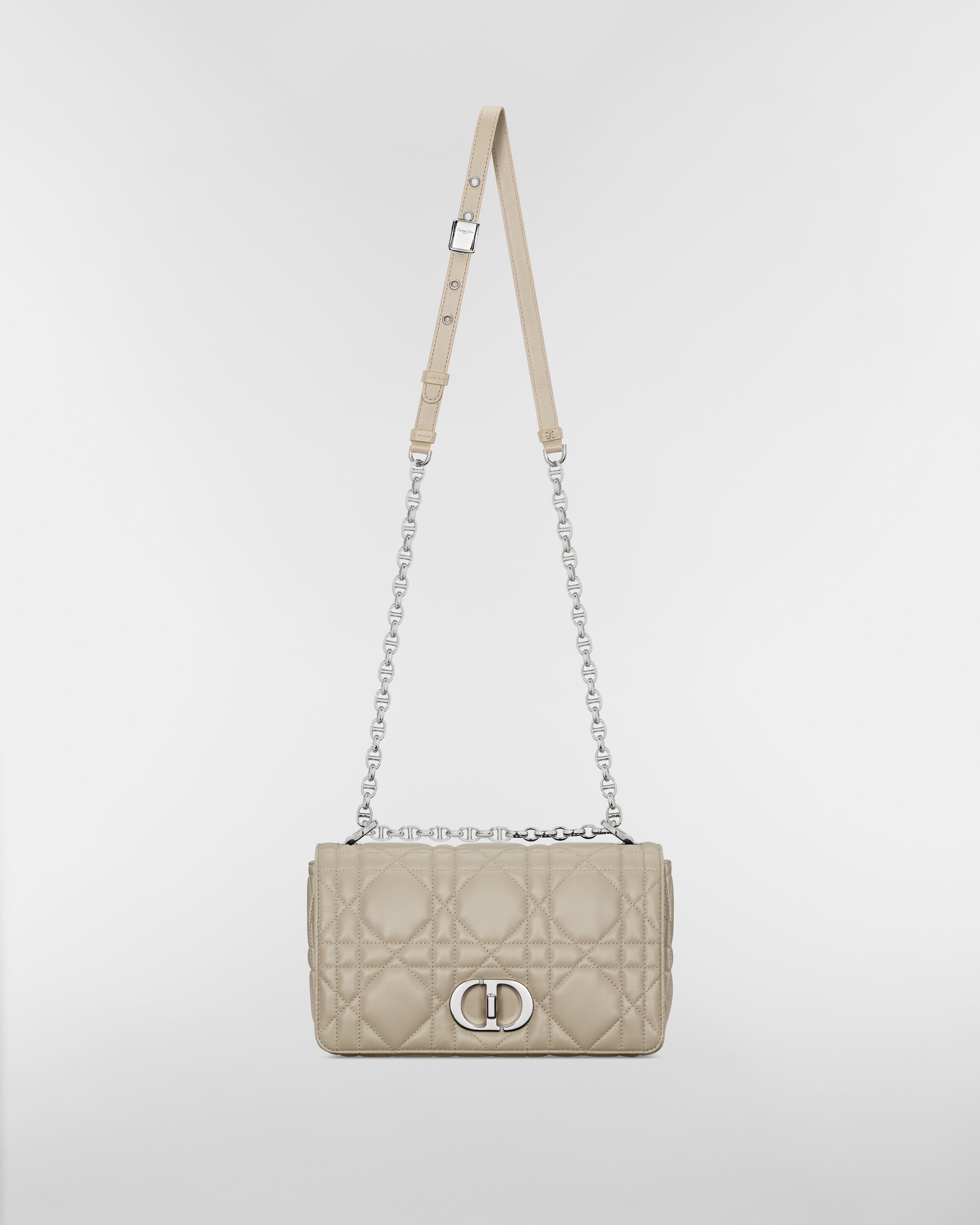 Medium Soft Dior Caro Bag Rope Beige Macrocannage Lambskin E07