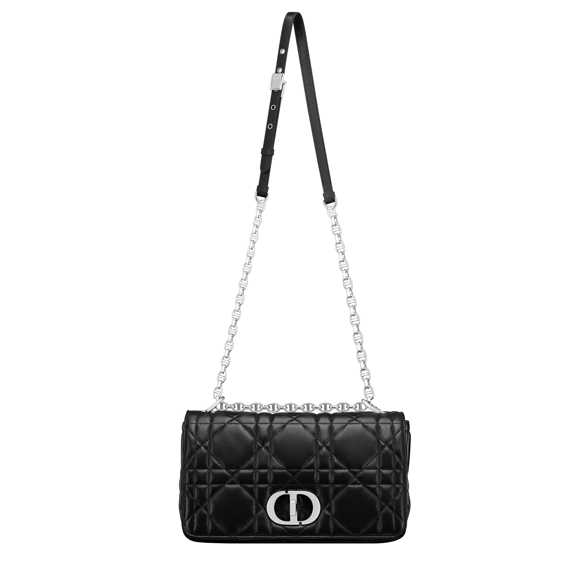 Medium Soft Dior Caro Bag Black Macrocannage Lambskin E07