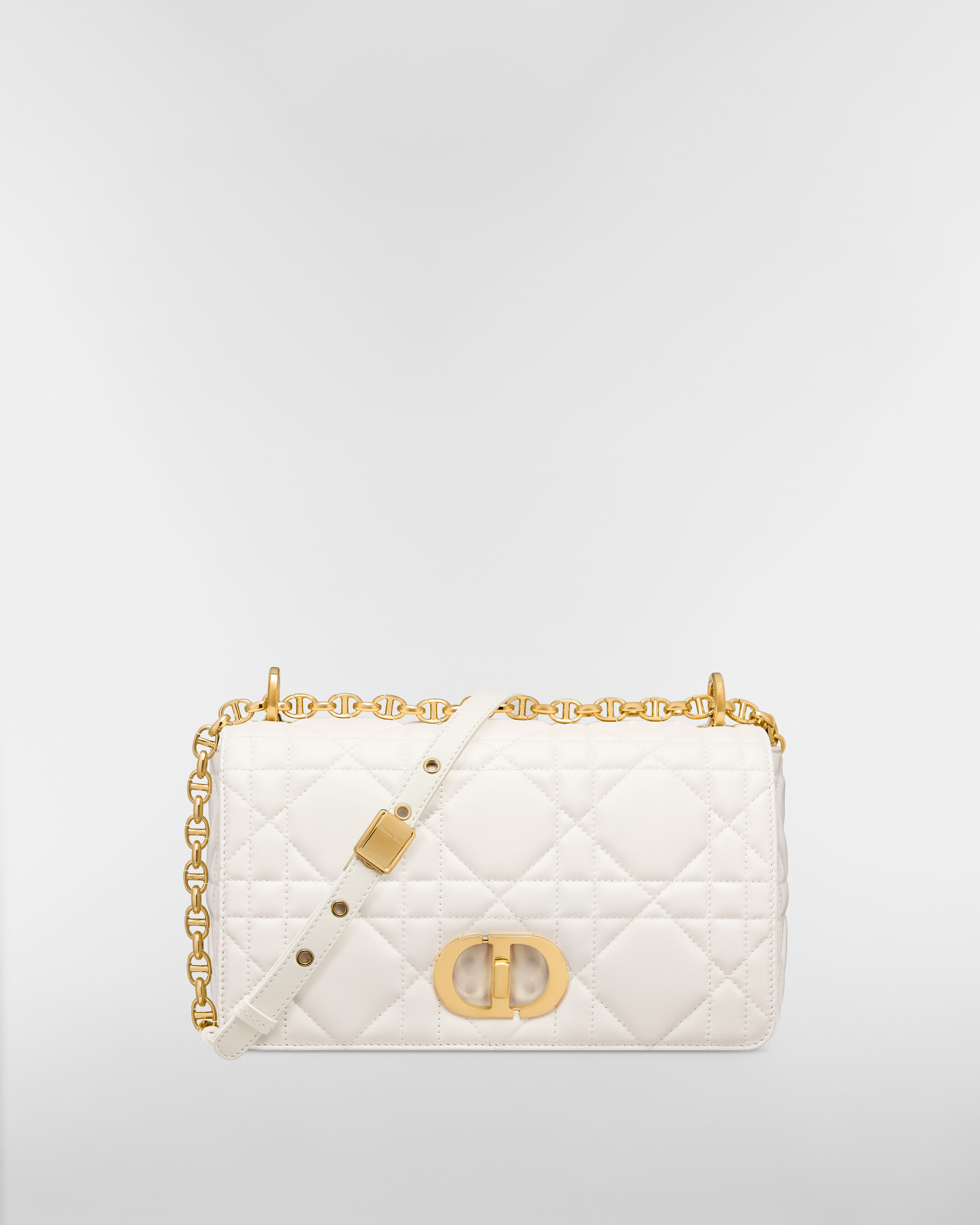 Mittelgroße Soft Dior Caro Tasche Macrocannage Lammleder in Latte E01