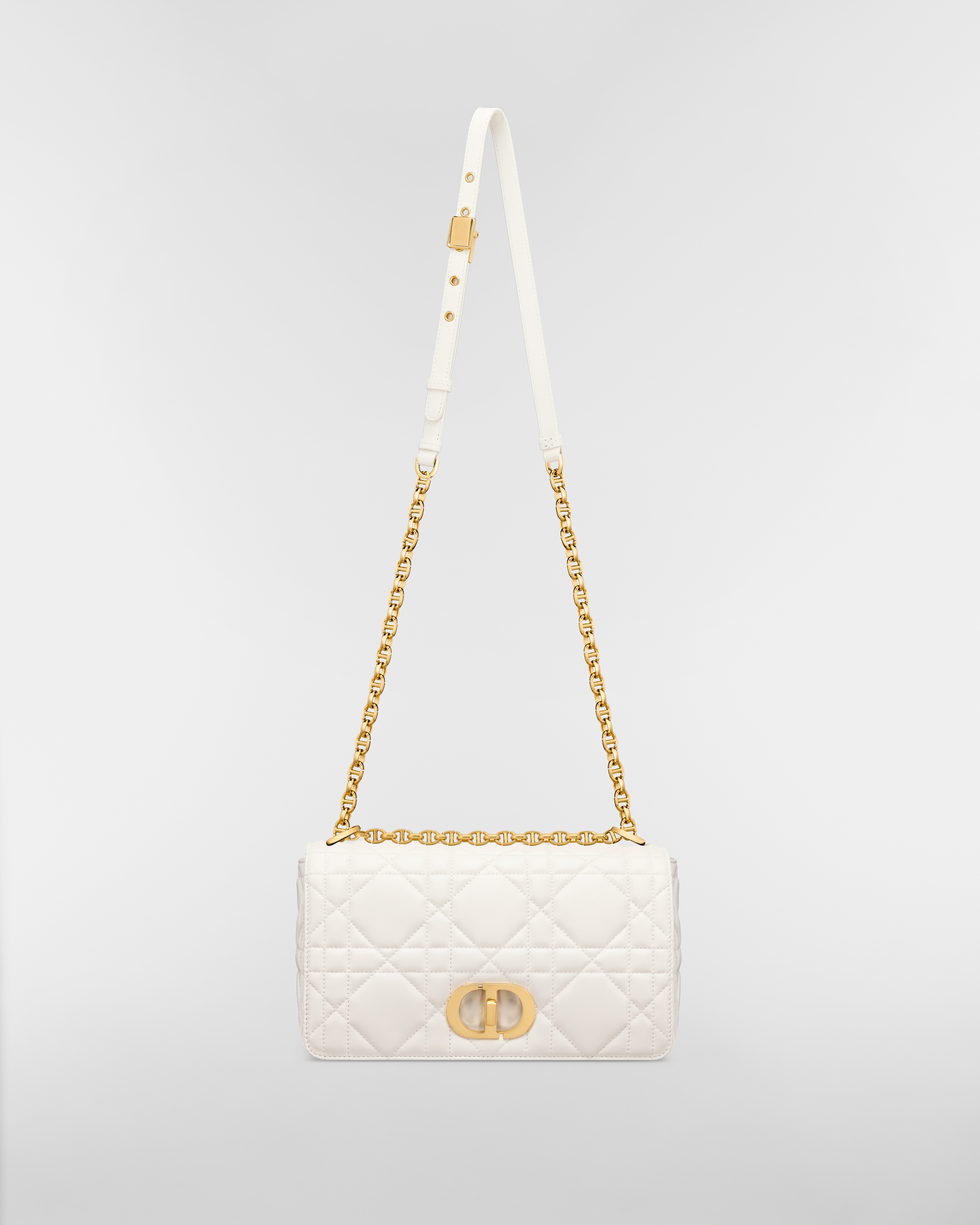 Mittelgroße Soft Dior Caro Tasche Macrocannage Lammleder in Latte E07