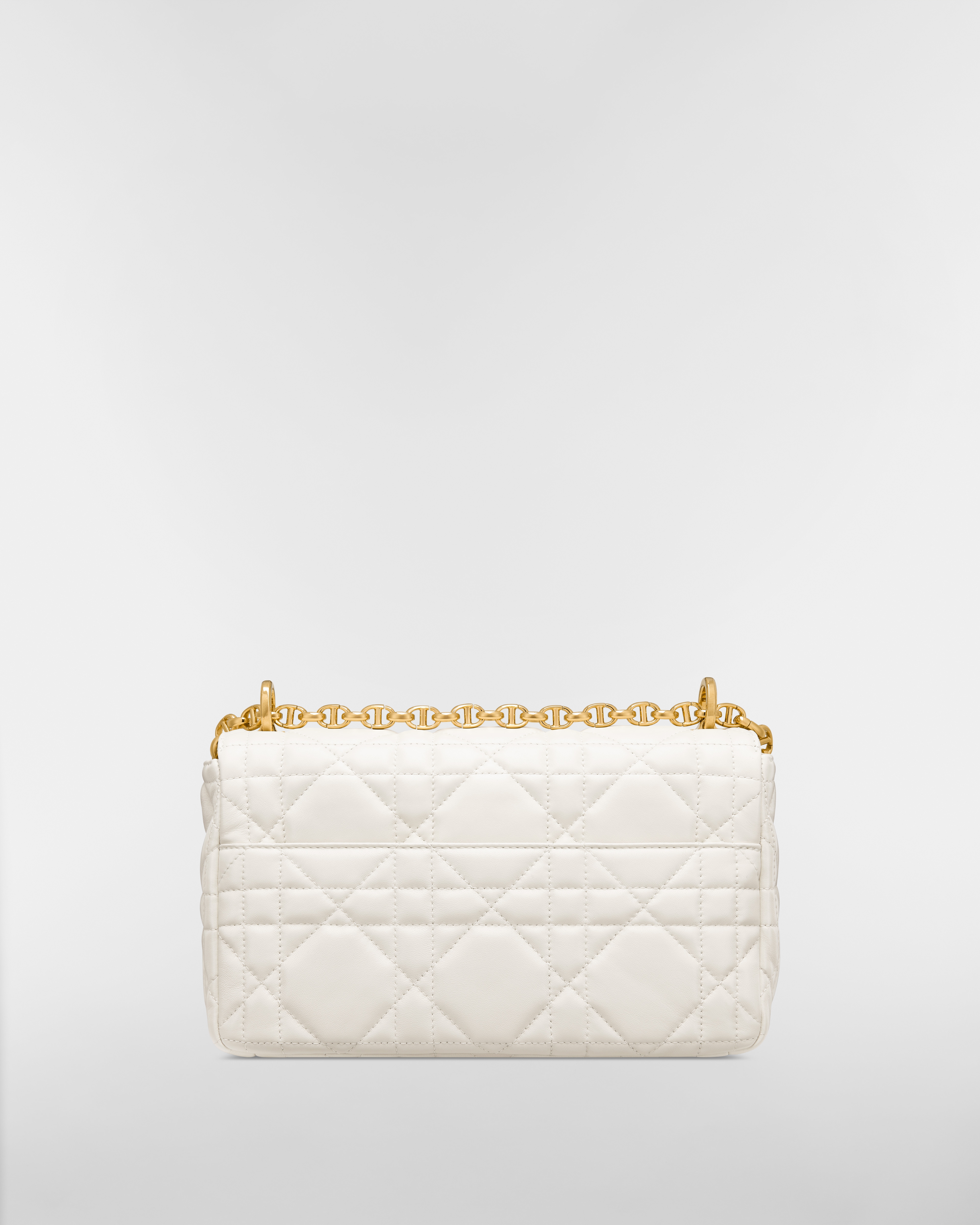 Mittelgroße Soft Dior Caro Tasche Macrocannage Lammleder in Latte E08